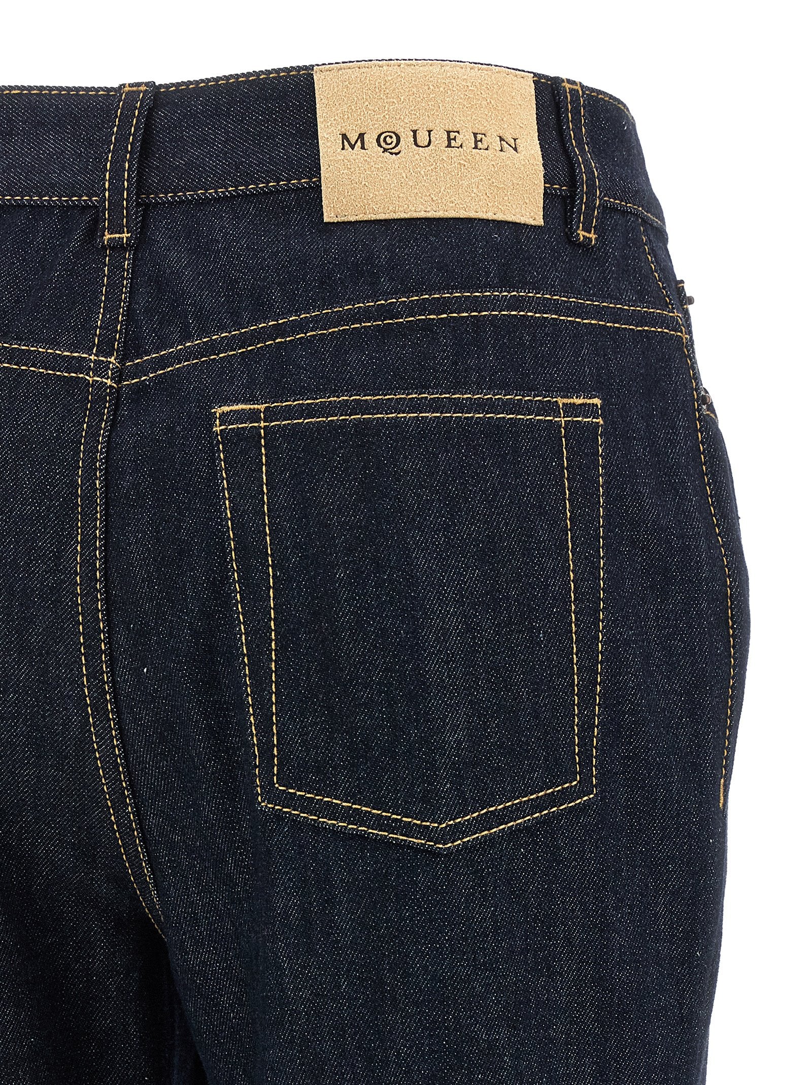 Alexander McQueen Blaue Baumwoll-Jeans mit ausgestelltem Bein