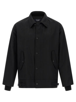 Comme Des Garçons Schwarze Polyester-Jacke in voller Länge