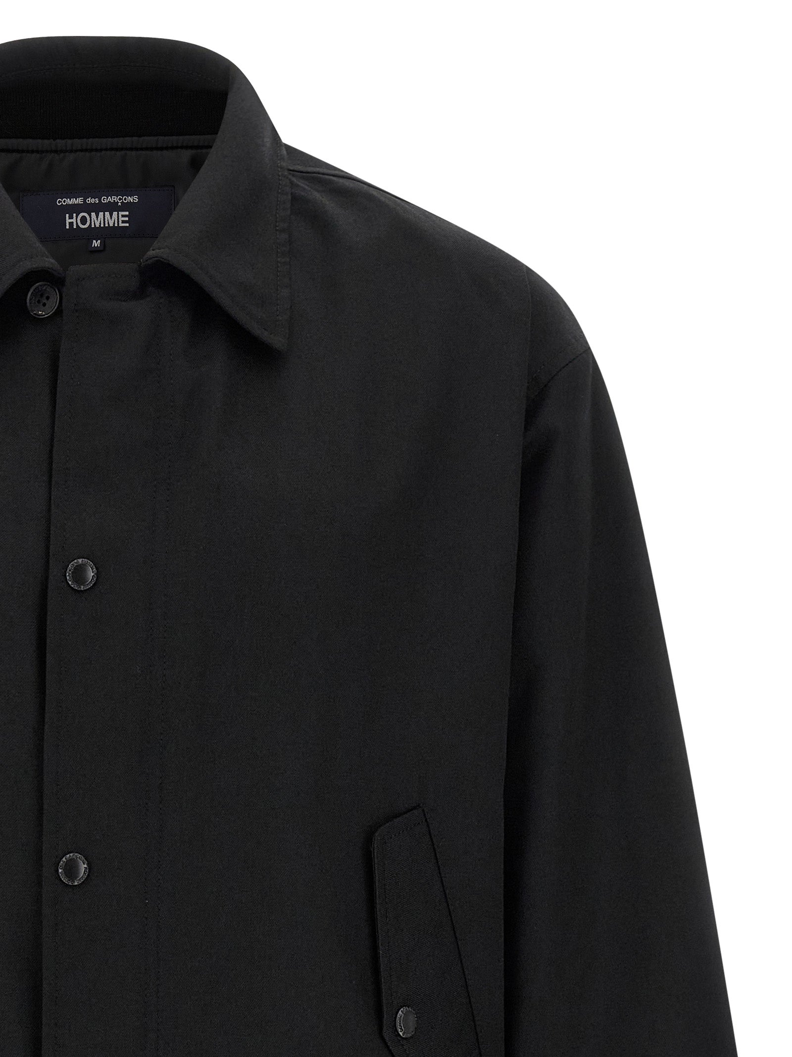 Comme Des Garçons Schwarze Polyester-Jacke in voller Länge