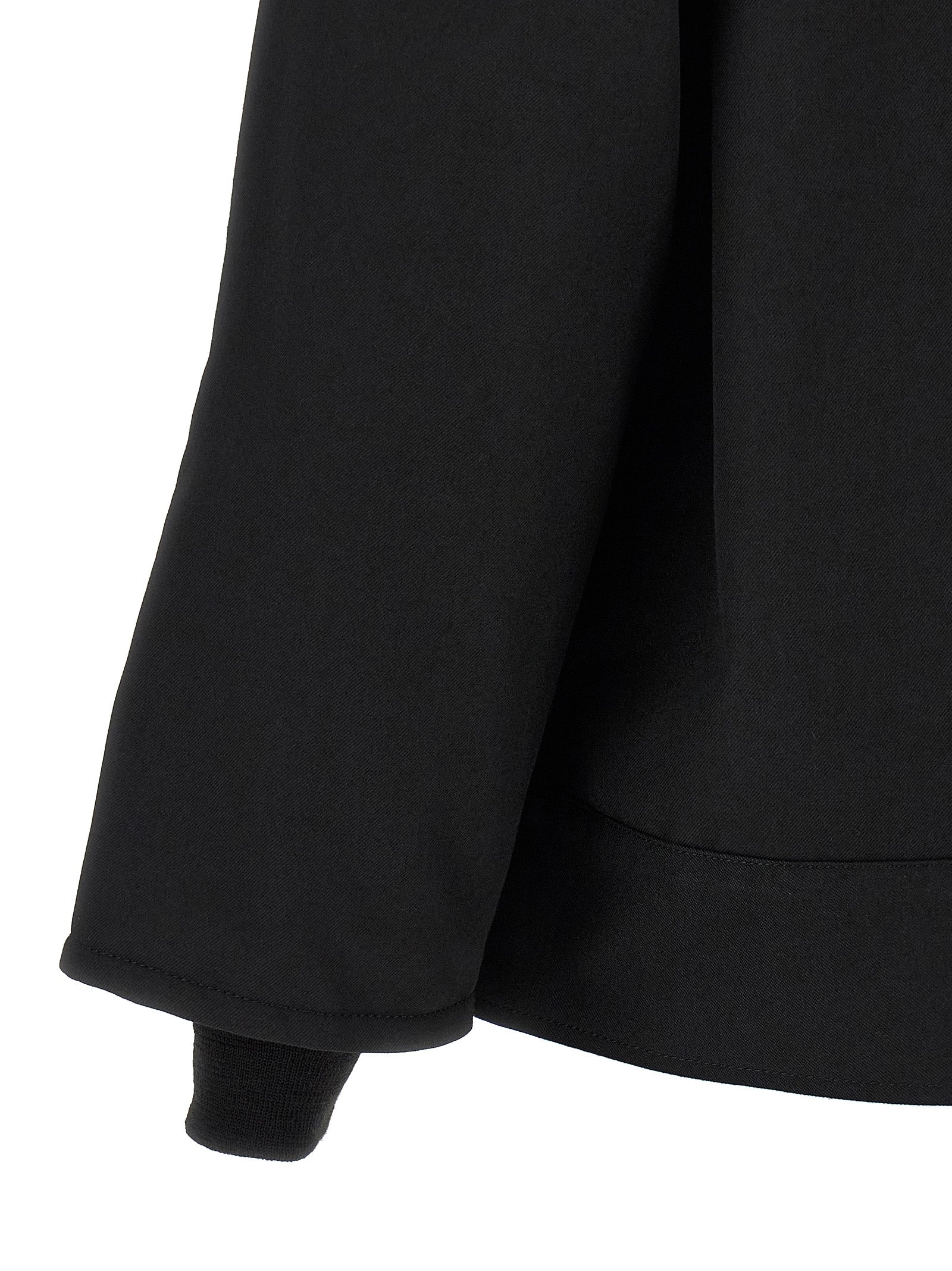Comme Des Garçons Schwarze Polyester-Jacke in voller Länge