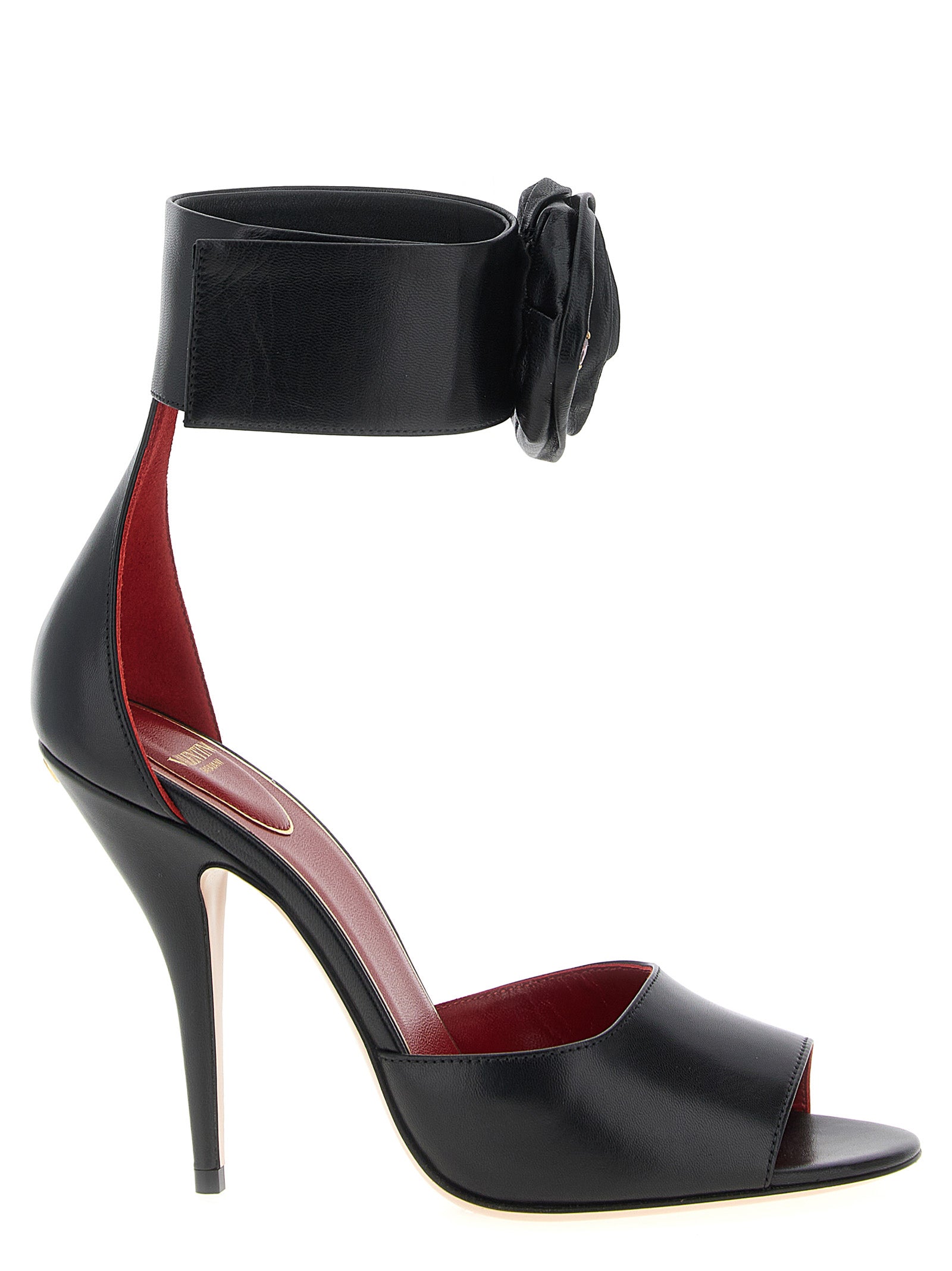 Valentino Garavani Schwarze Stiletto-Sandalen aus Kalbsleder