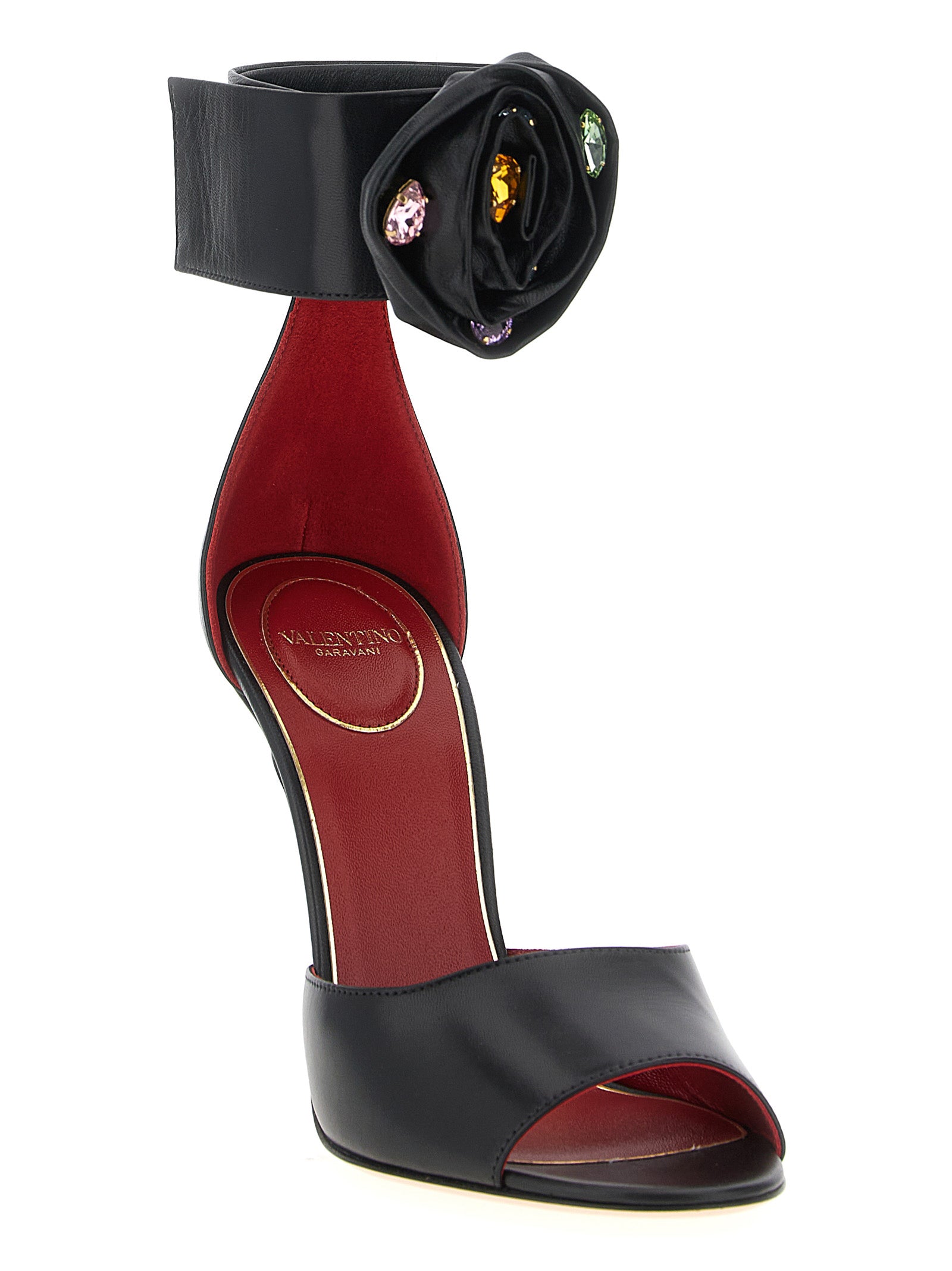Valentino Garavani Schwarze Stiletto-Sandalen aus Kalbsleder