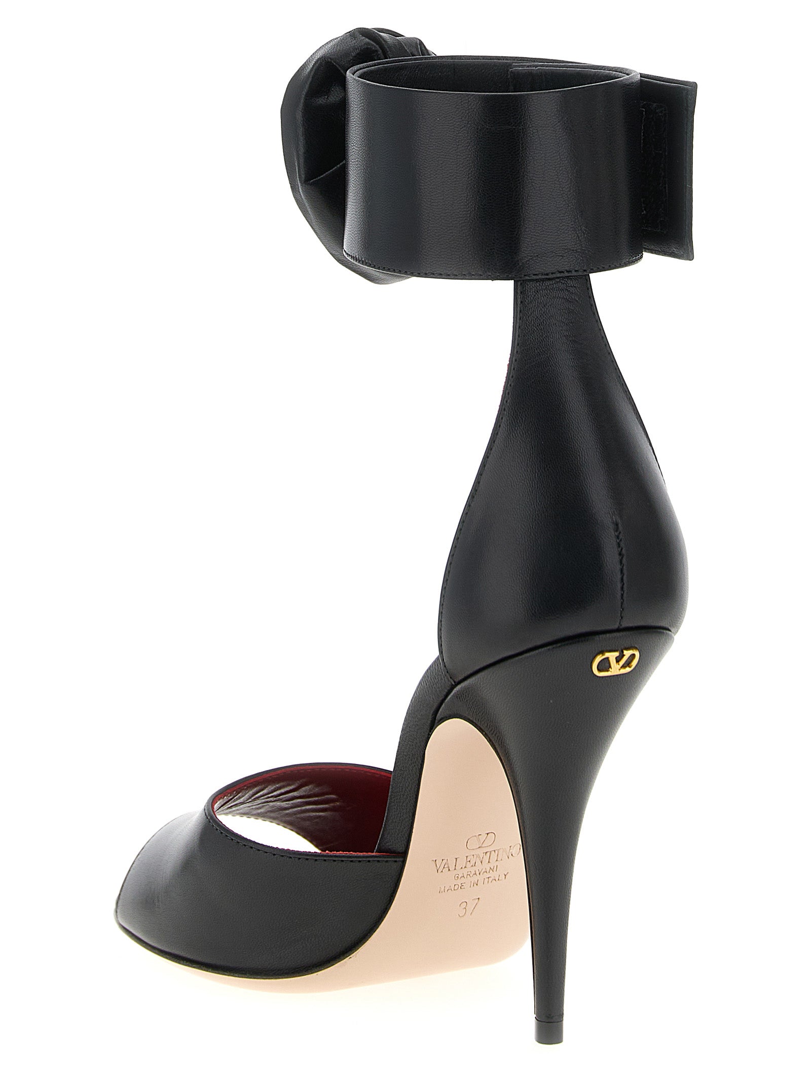 Valentino Garavani Schwarze Stiletto-Sandalen aus Kalbsleder