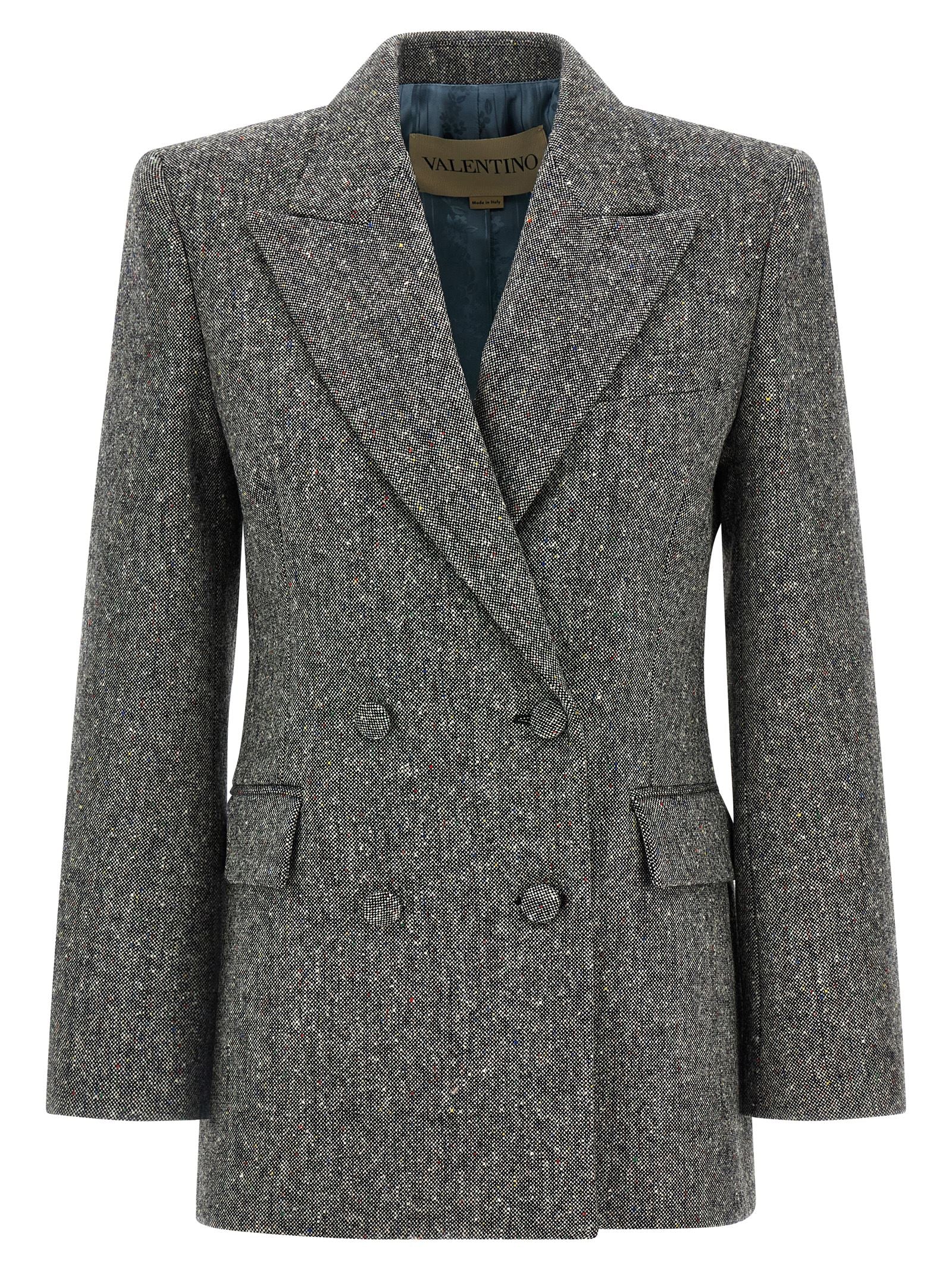 Valentino Garavani Grauer Blazer aus reiner Schurwolle