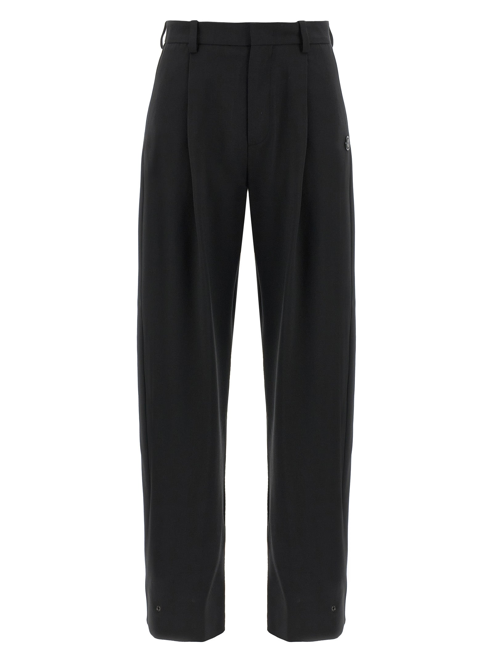 MONCLER GENIUS Schwarze Palazzo-Hose aus Polyester