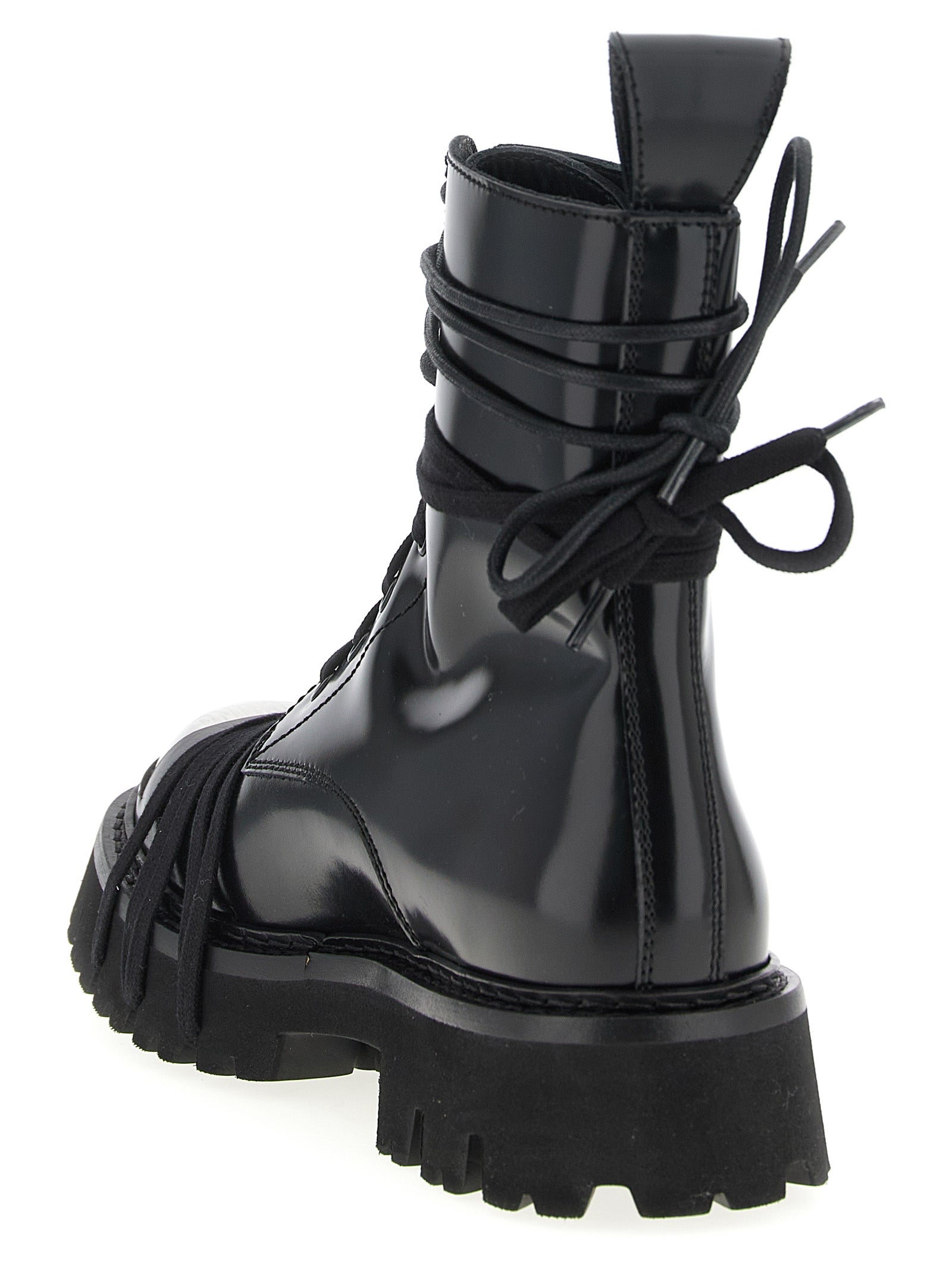 Moschino Schwarze Schnürstiefel aus Kalbsleder