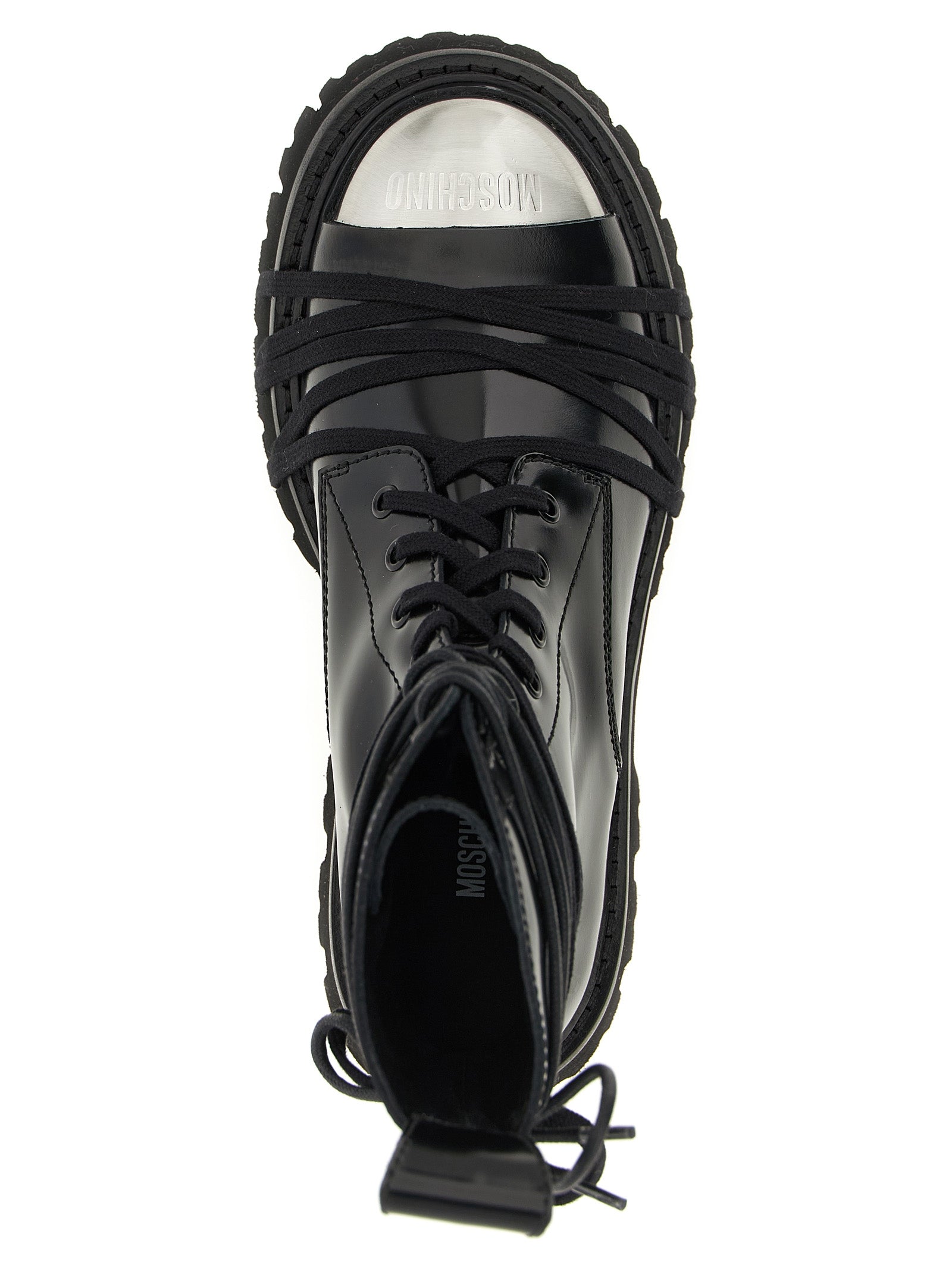 Moschino Schwarze Schnürstiefel aus Kalbsleder