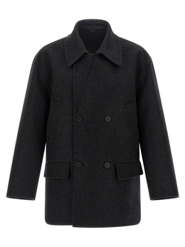 Fendi Grauer Wollmantel aus reiner Schurwolle