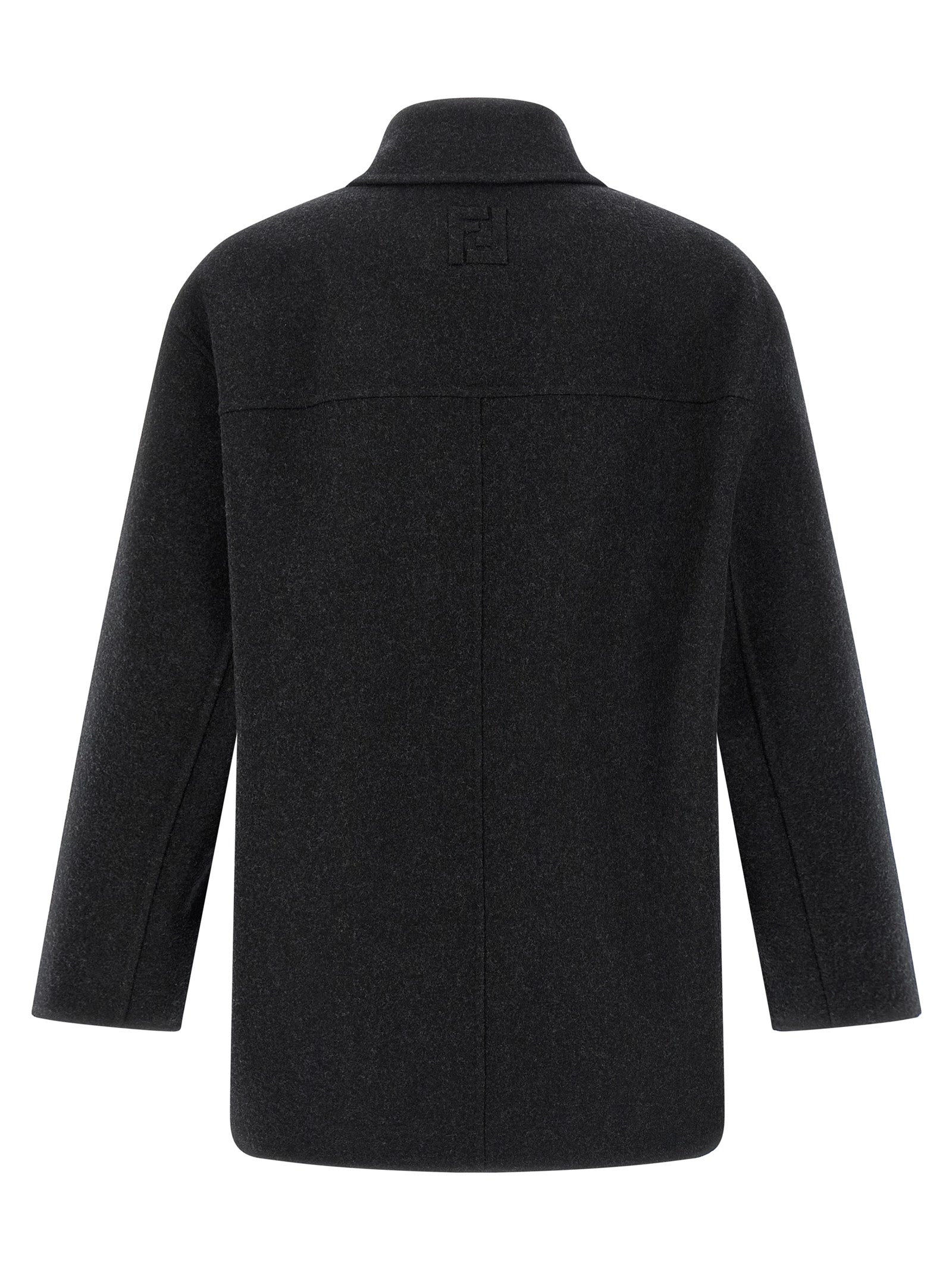 Fendi Grauer Wollmantel aus reiner Schurwolle