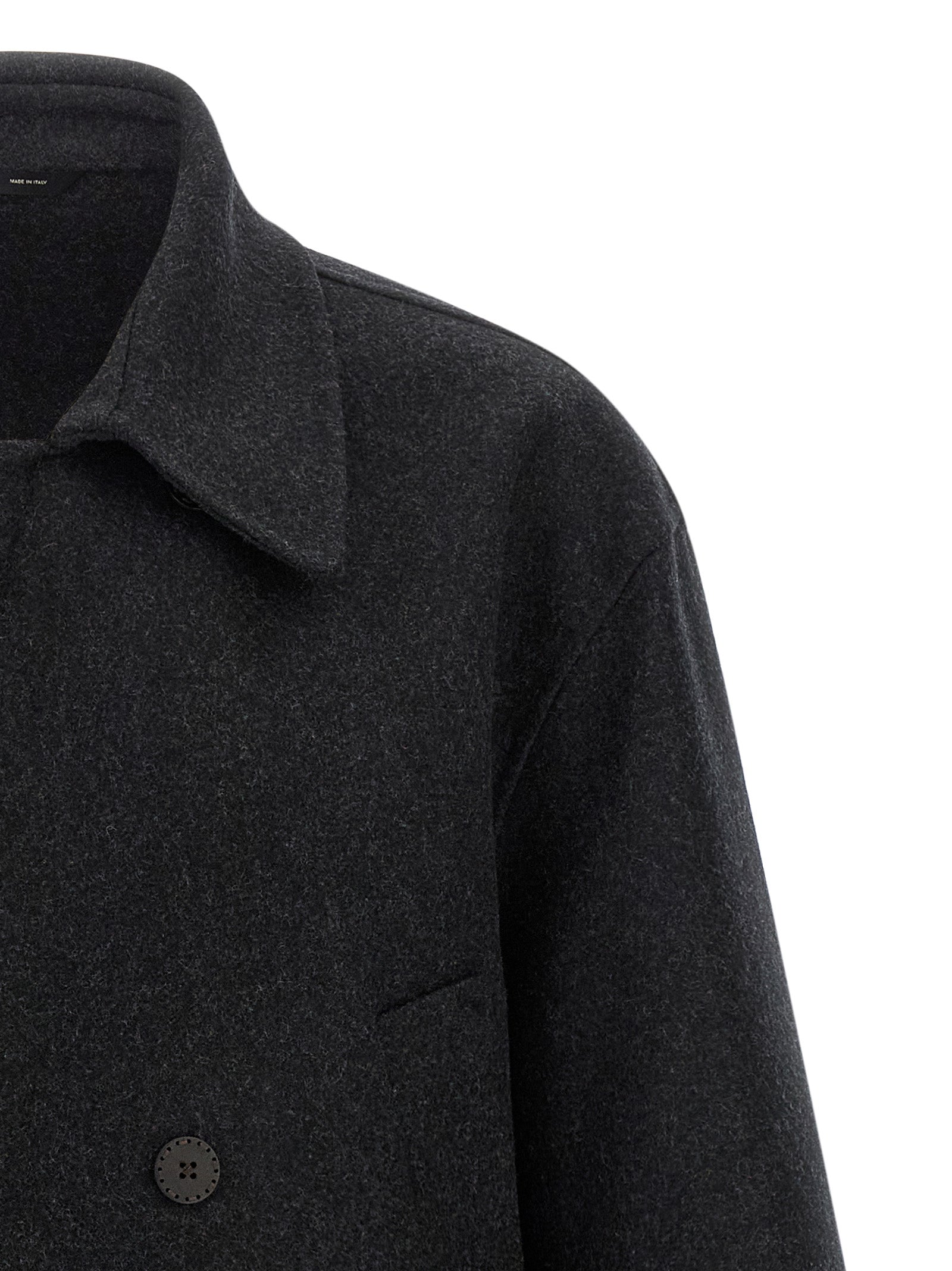 Fendi Grauer Wollmantel aus reiner Schurwolle