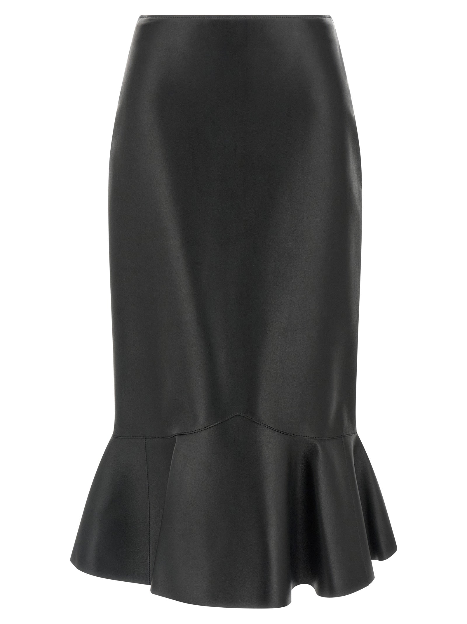 Fendi Schwarzer Midi-Rock aus Lammleder