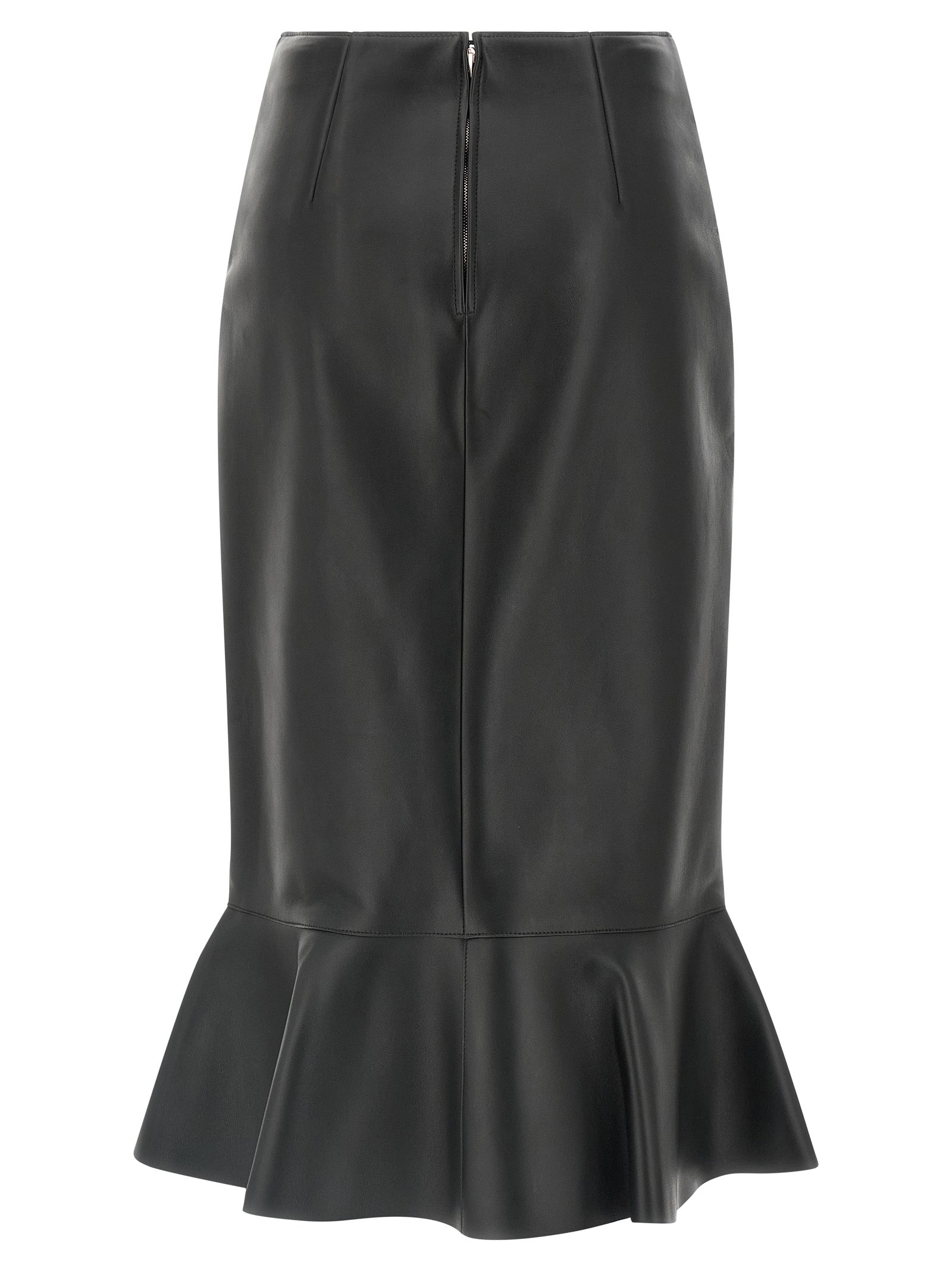 Fendi Schwarzer Midi-Rock aus Lammleder