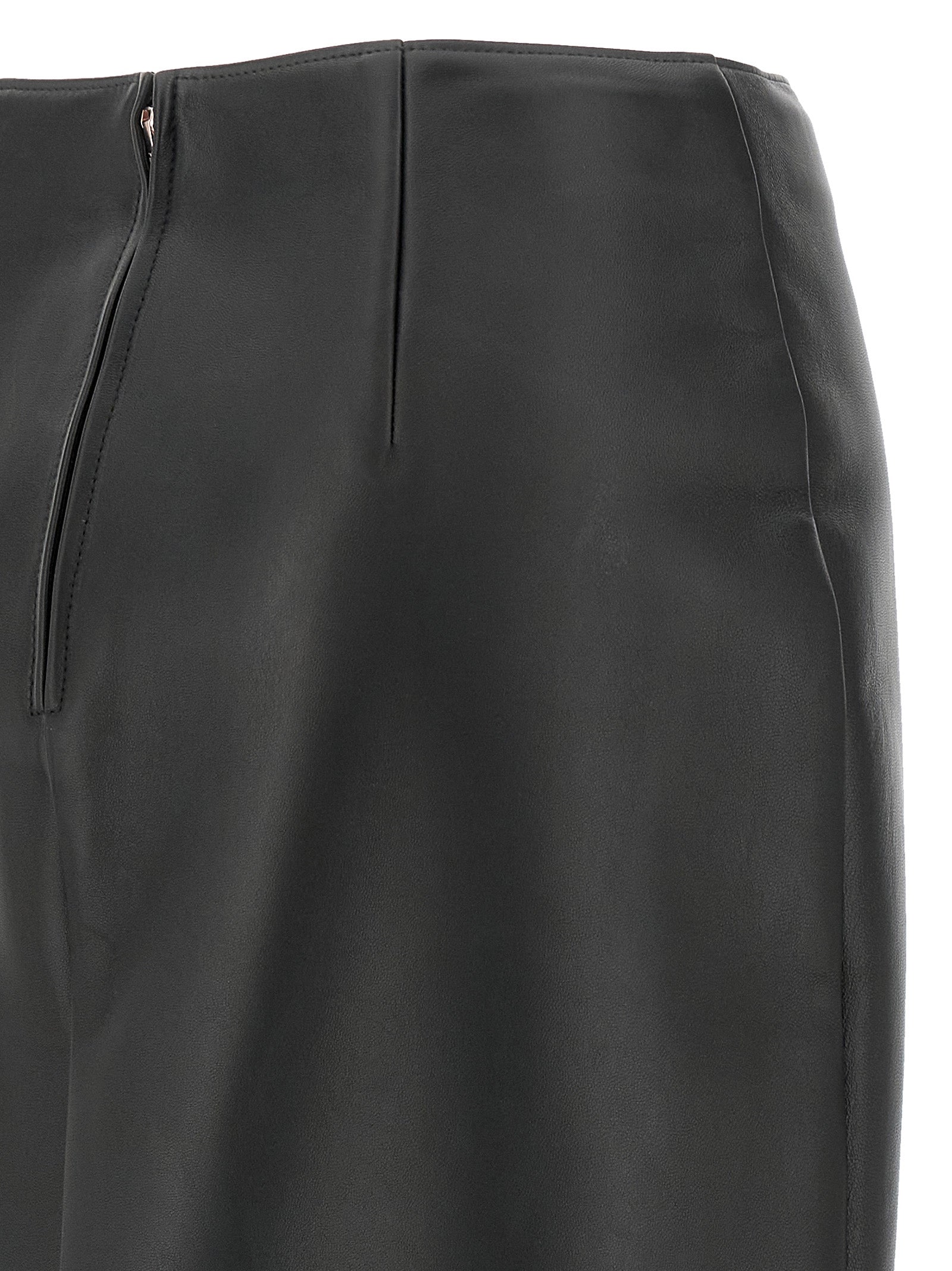 Fendi Schwarzer Midi-Rock aus Lammleder
