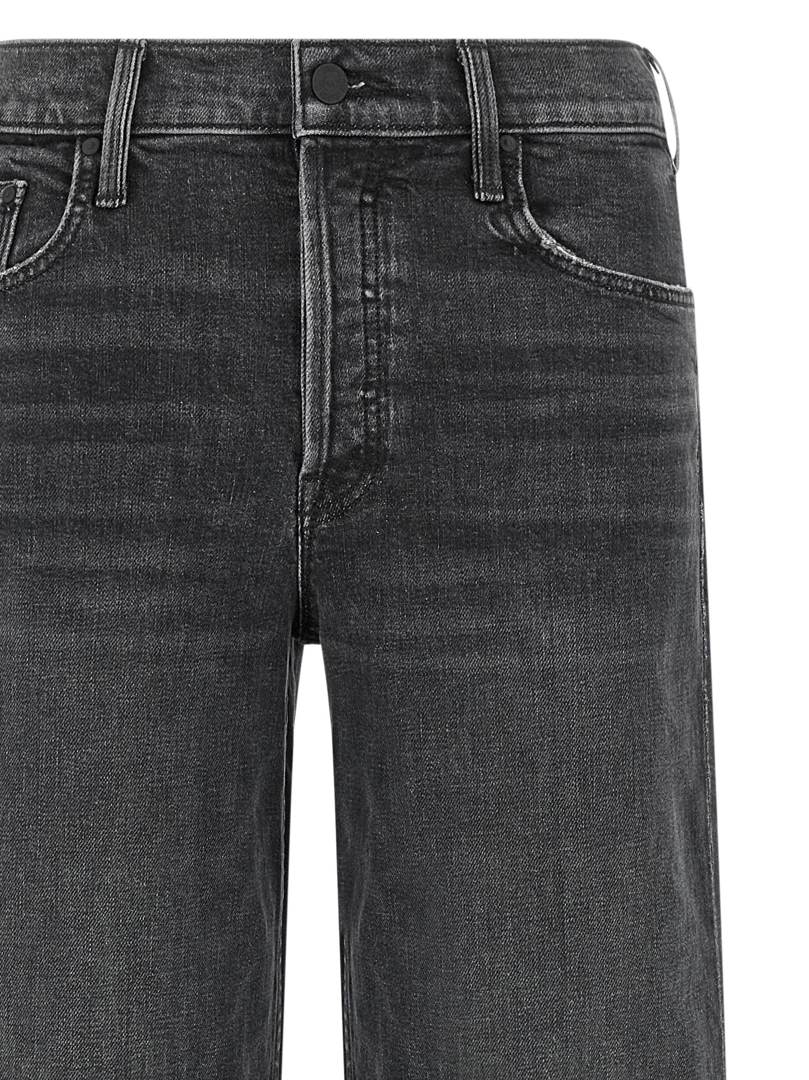 Mother Denim Schwarze Baumwoll-Jeans mit geradem Bein