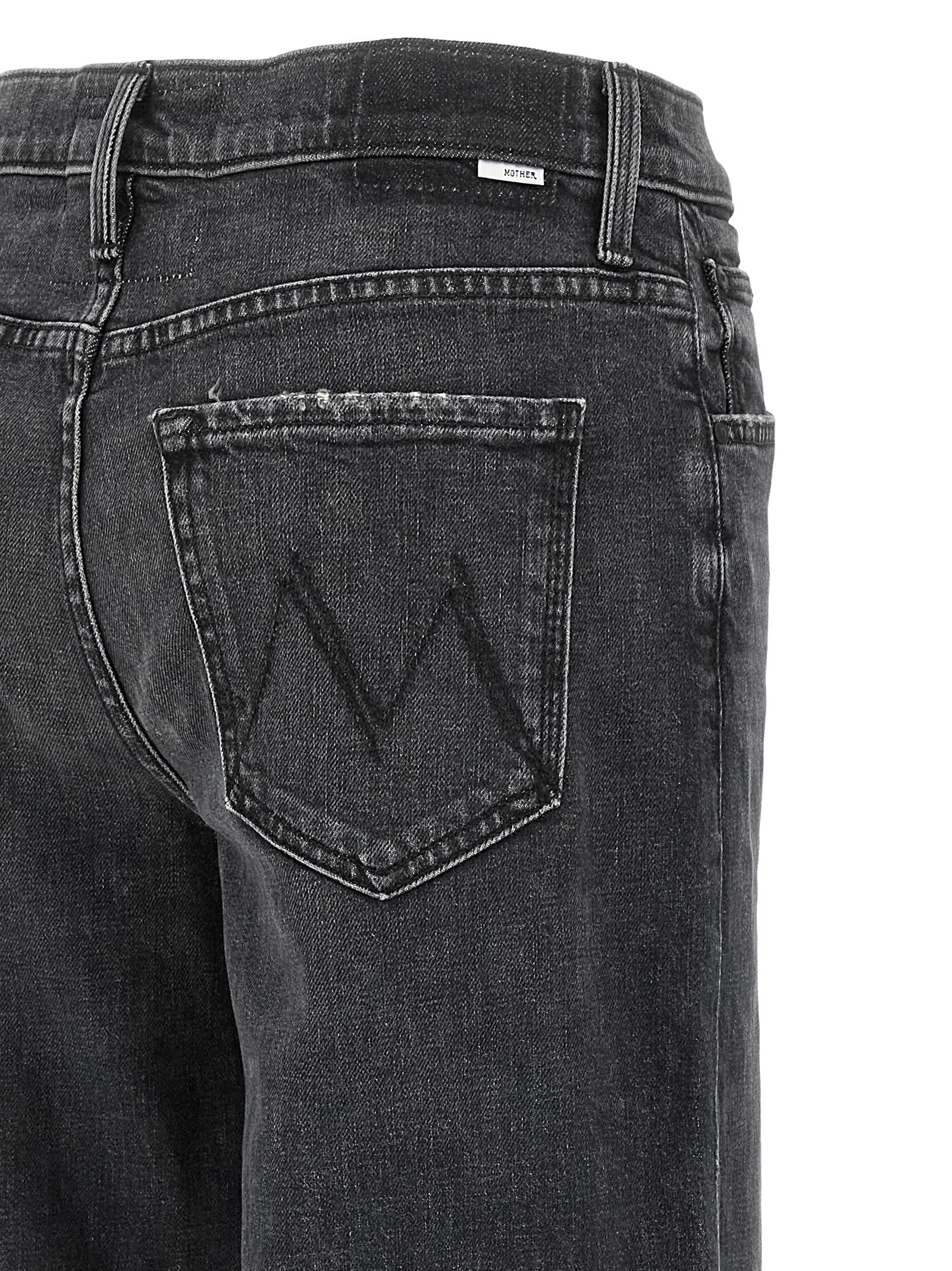 Mother Denim Schwarze Baumwoll-Jeans mit geradem Bein