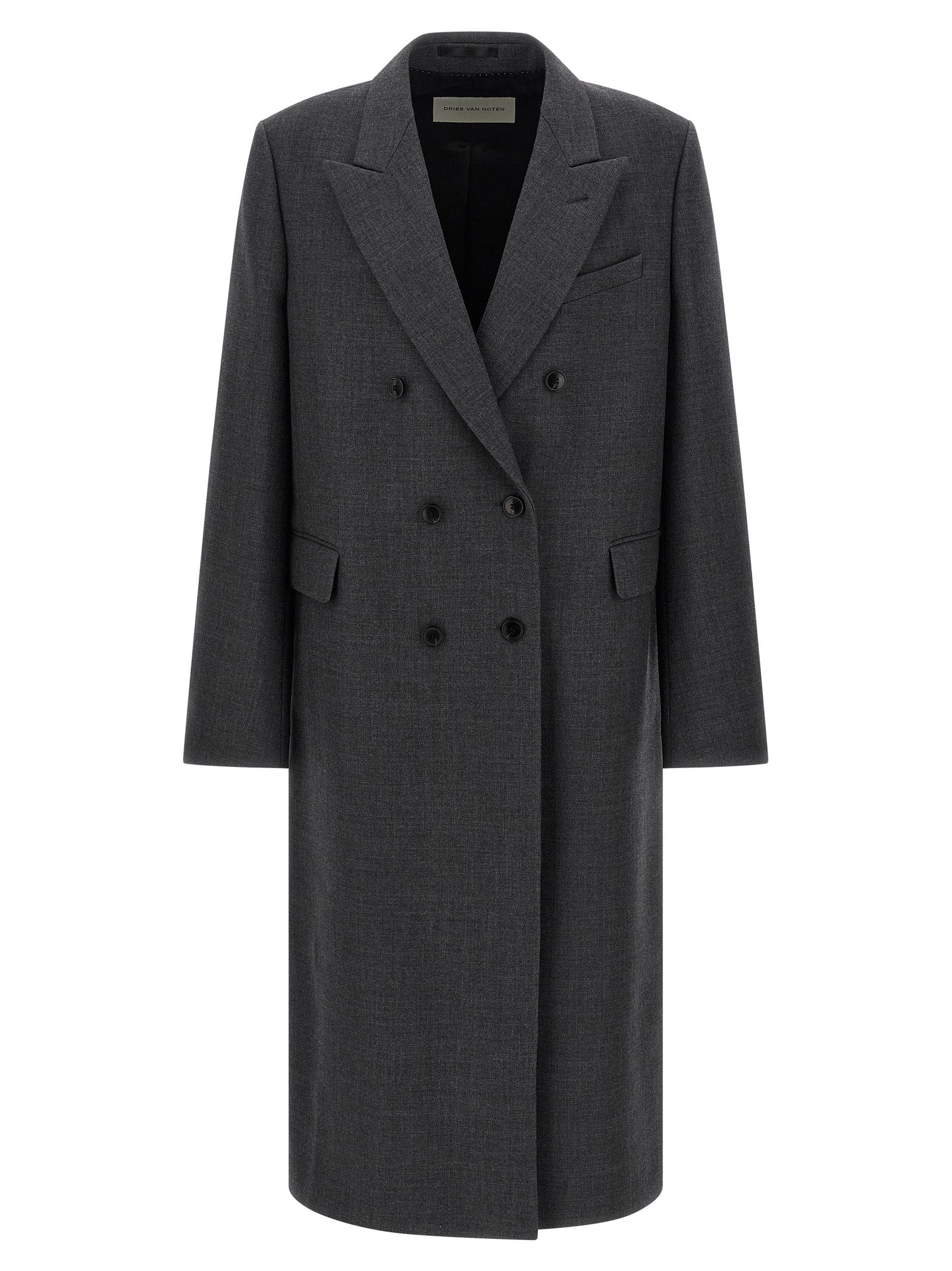 Dries Van Noten Grauer Wollmantel