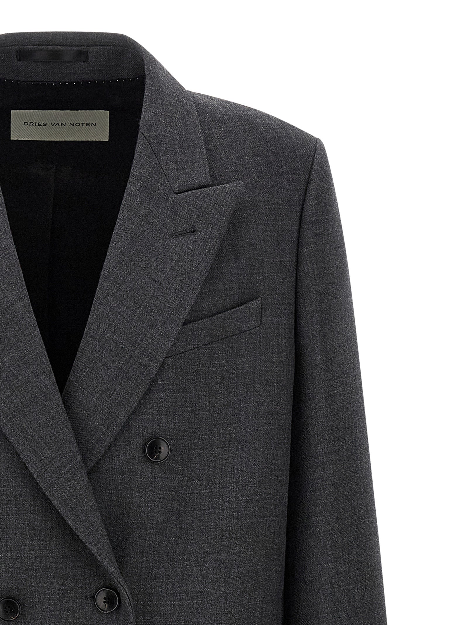 Dries Van Noten Grauer Wollmantel