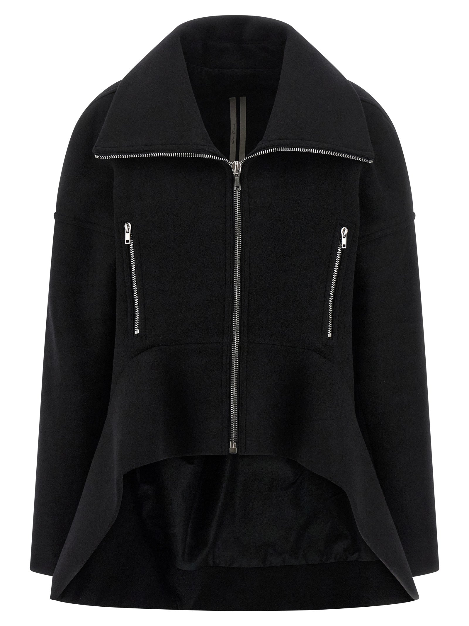 Rick Owens Schwarzer Wollmantel aus reiner Schurwolle