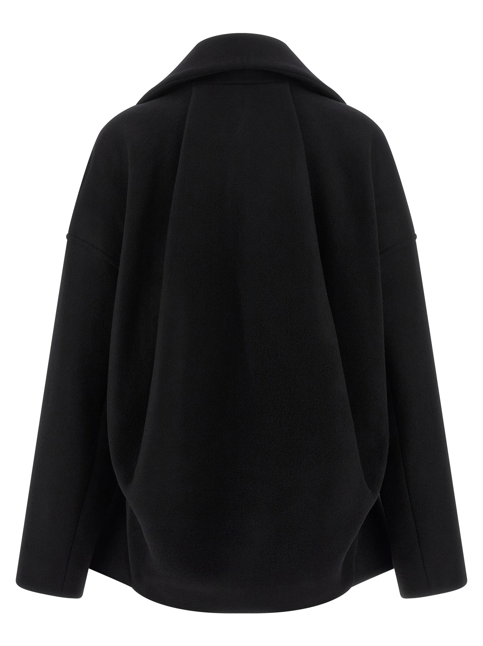 Rick Owens Schwarzer Wollmantel aus reiner Schurwolle