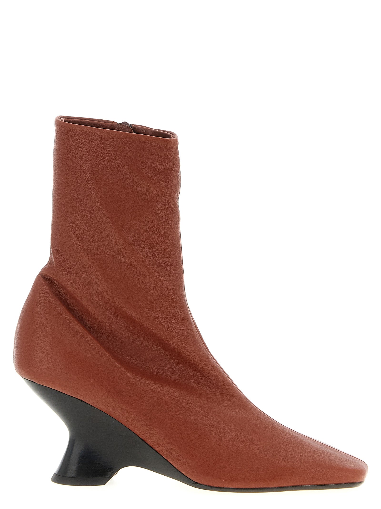 Dries Van Noten Ankle Boots aus braunem Kalbsleder