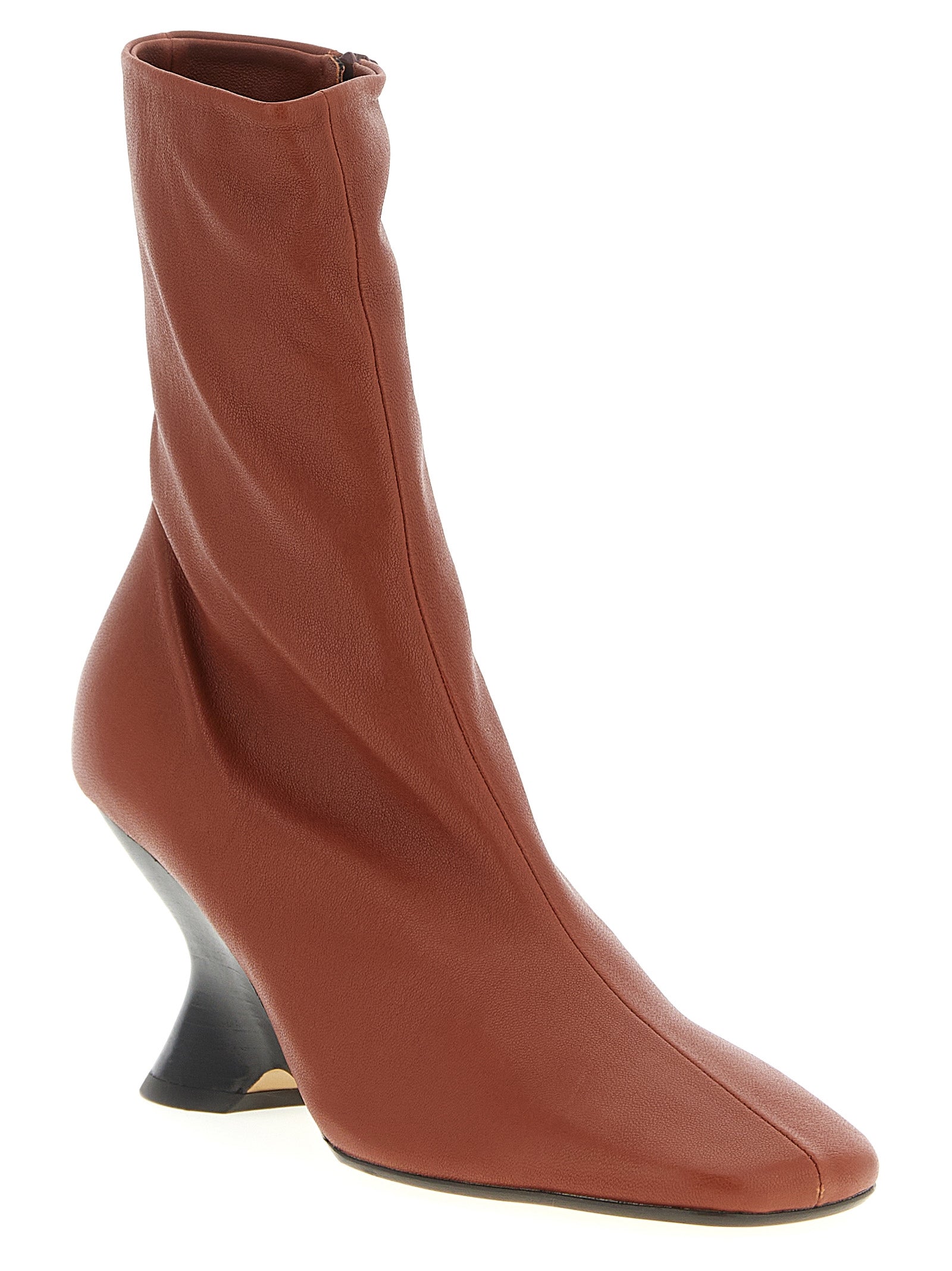 Dries Van Noten Ankle Boots aus braunem Kalbsleder