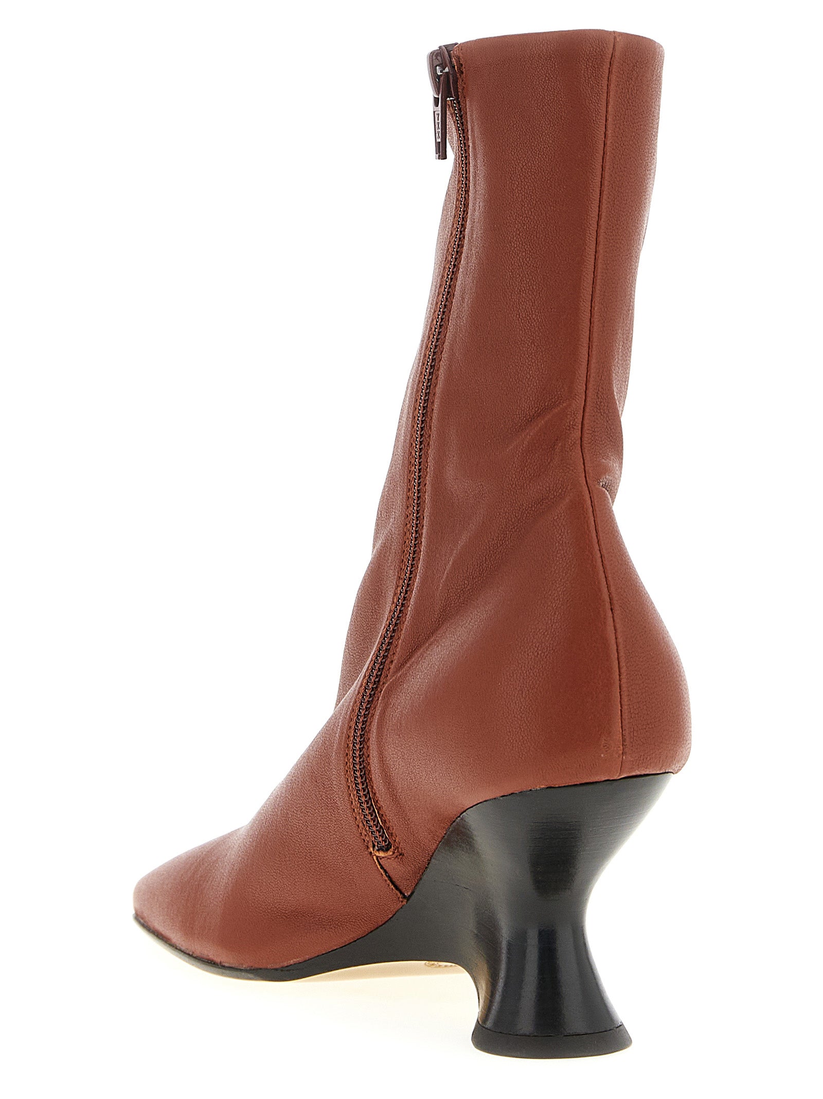 Dries Van Noten Ankle Boots aus braunem Kalbsleder