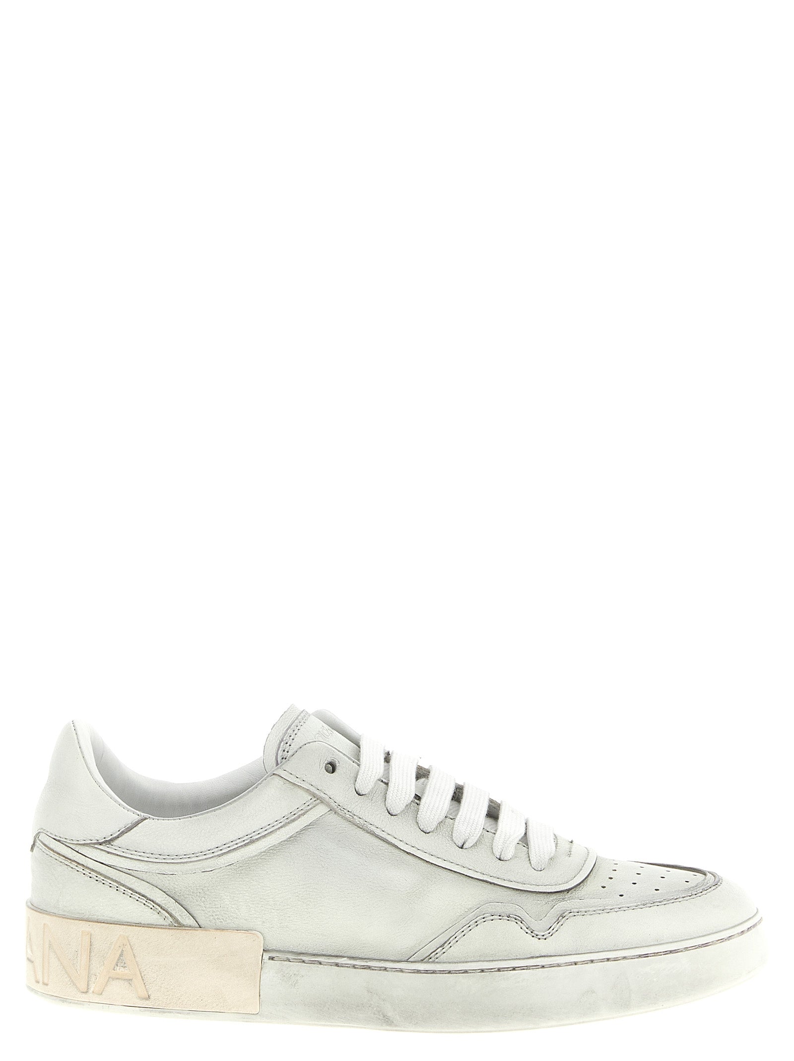 Dolce & Gabbana Weiße Low-Top-Sneaker aus Lammleder