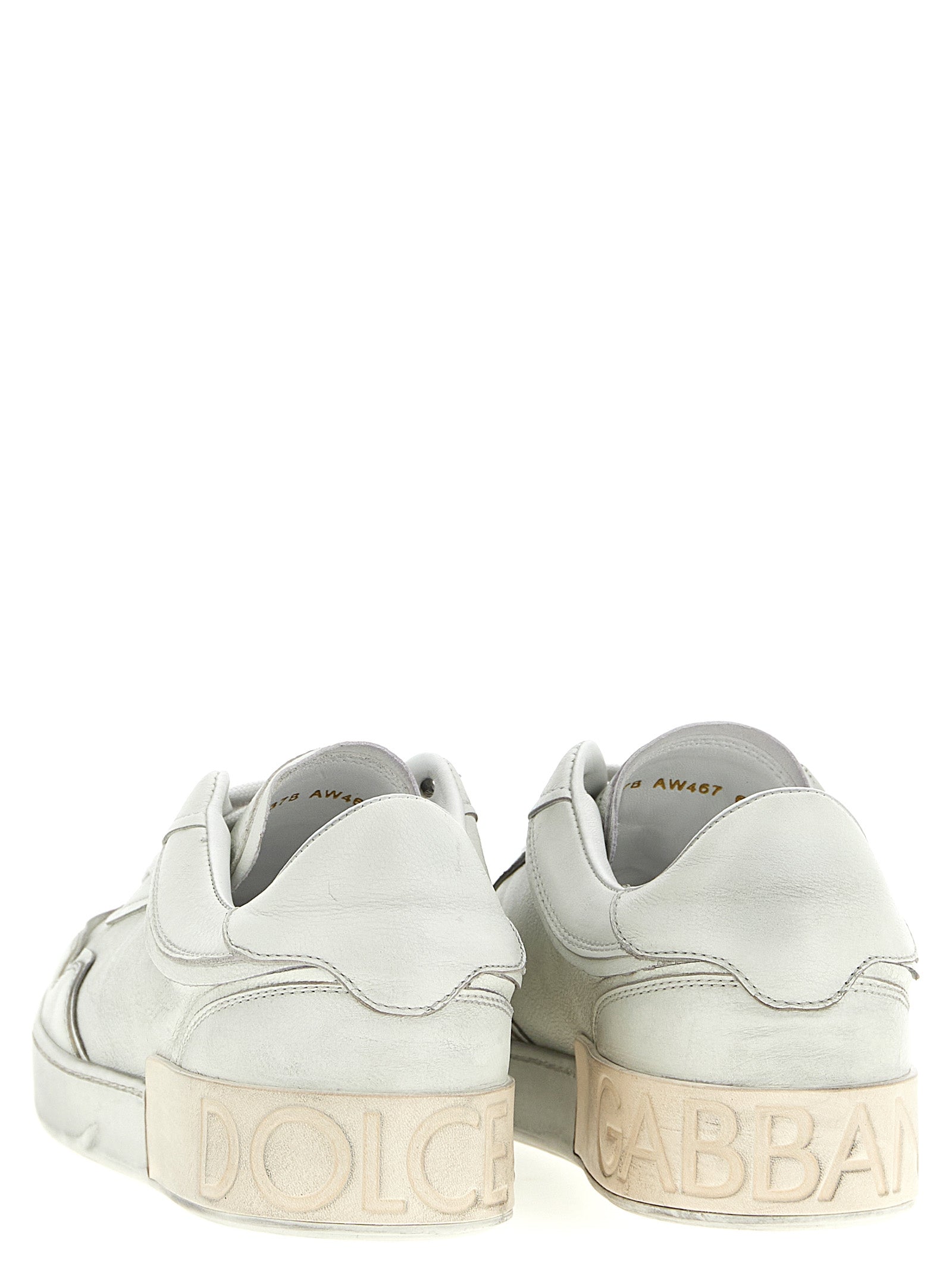 Dolce & Gabbana Weiße Low-Top-Sneaker aus Lammleder