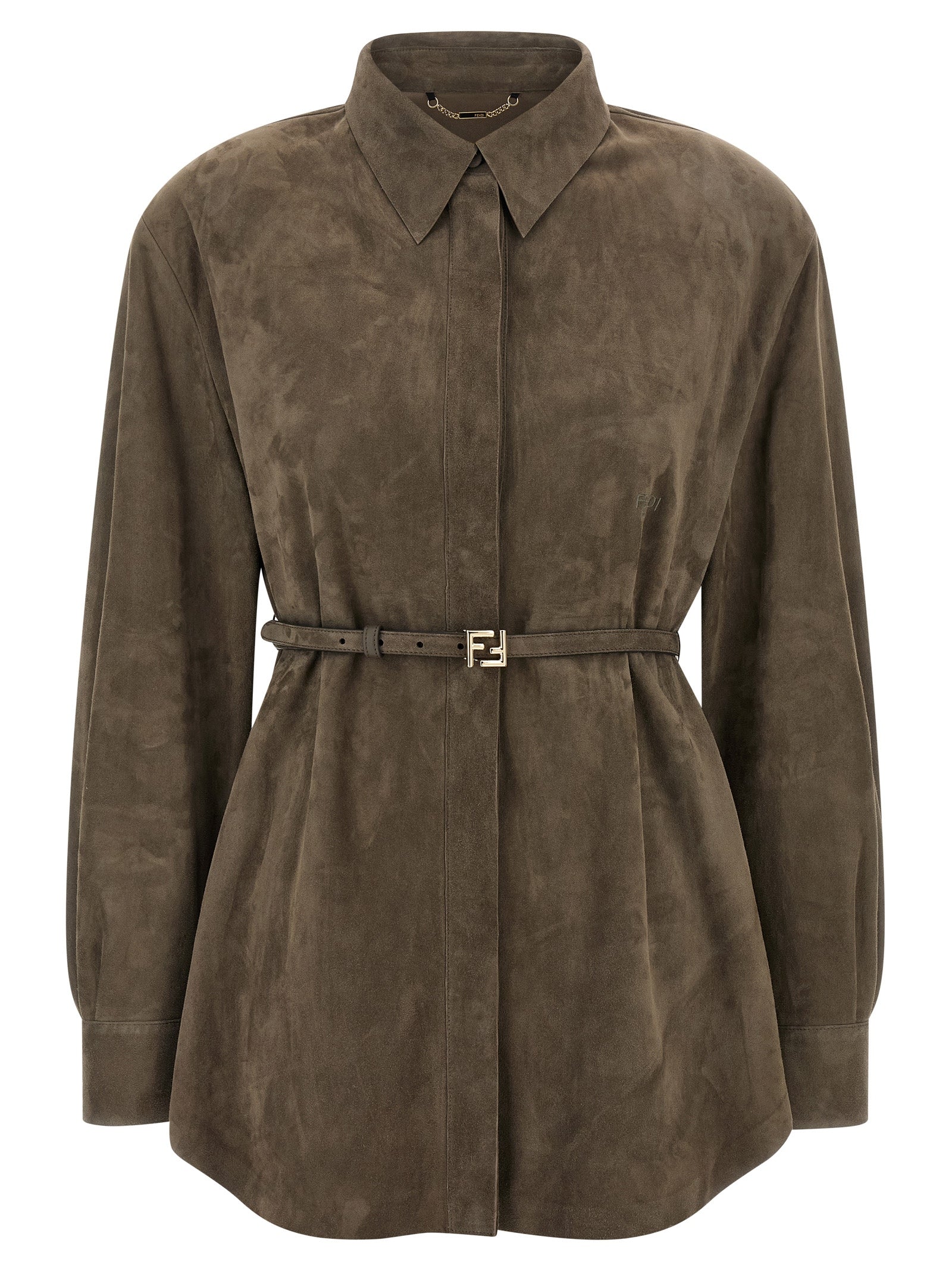 Fendi Graue Lammlederbluse