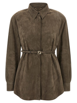 Fendi Graue Lammlederbluse