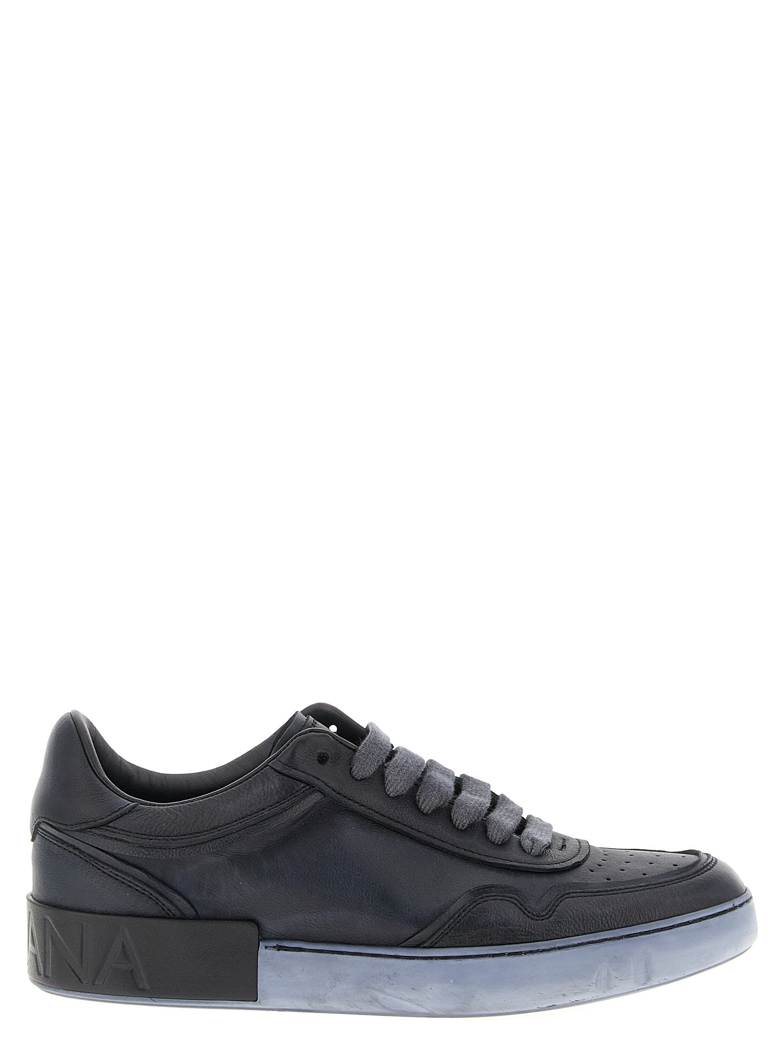 Dolce & Gabbana Schwarze Sneaker aus Lammleder, Low-Top