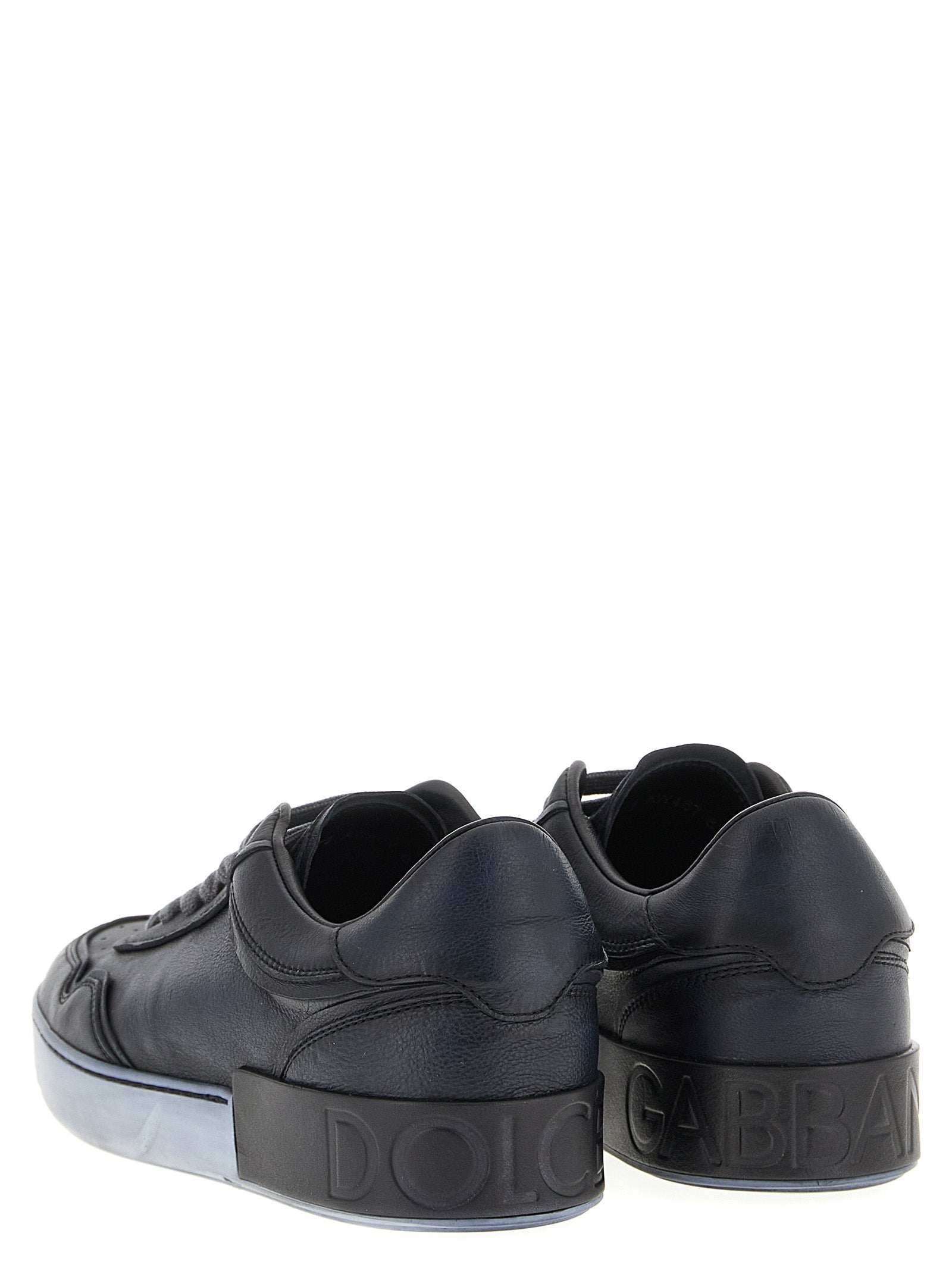 Dolce & Gabbana Schwarze Sneaker aus Lammleder, Low-Top