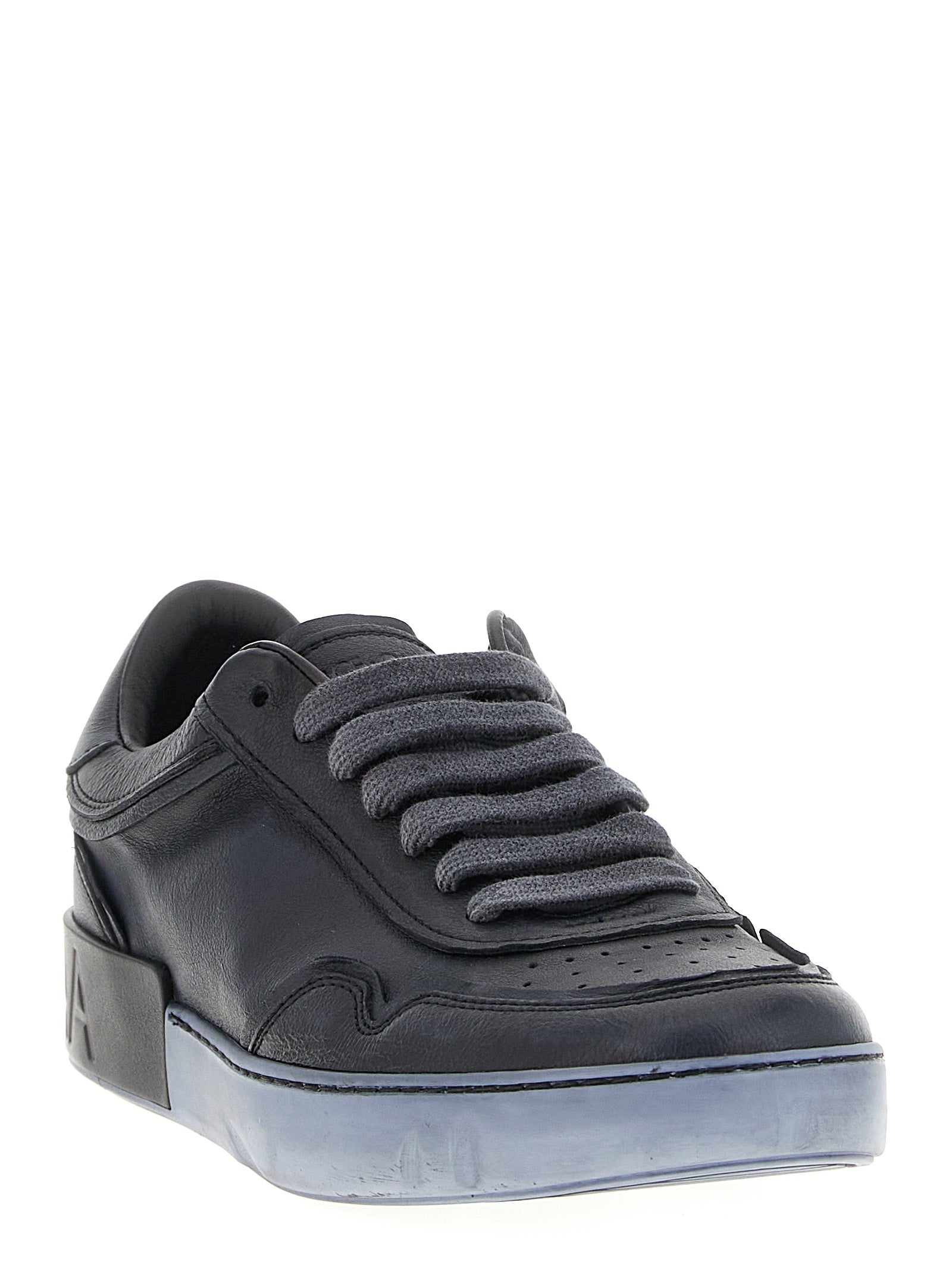 Dolce & Gabbana Schwarze Sneaker aus Lammleder, Low-Top