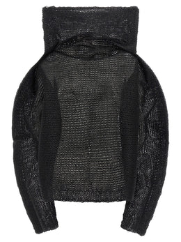 Issey Miyake Schwarzer Wollpullover