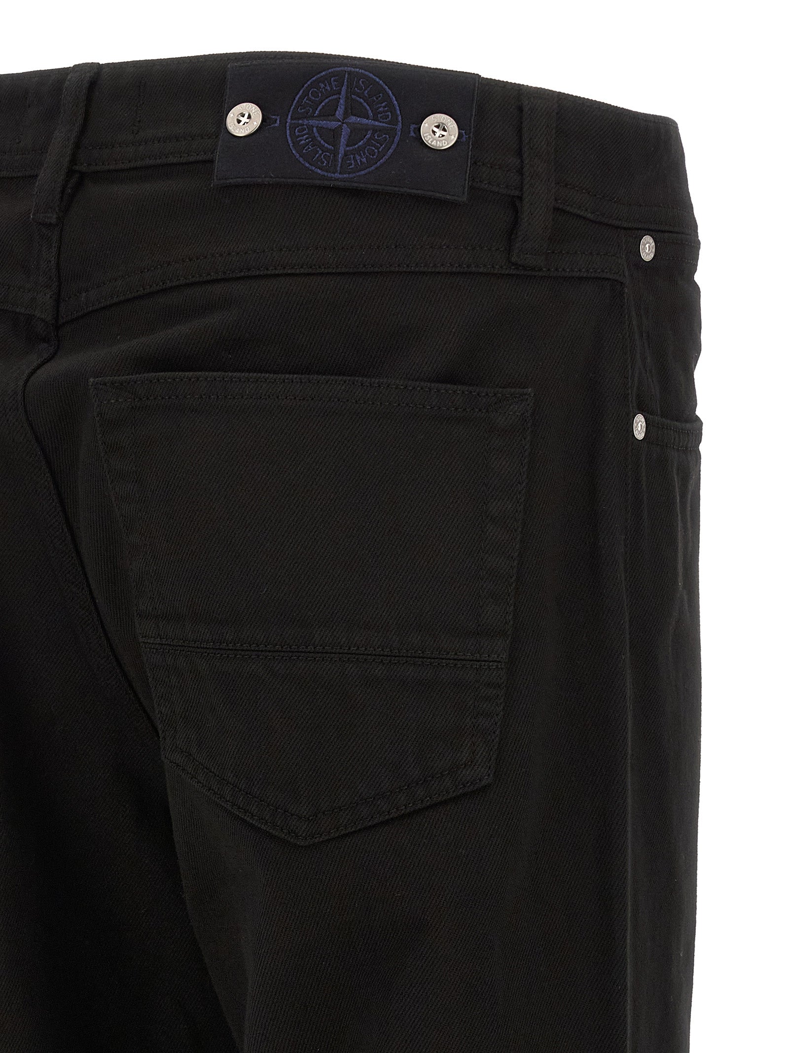 Stone Island Schwarze Baumwoll-Jeans mit geradem Bein