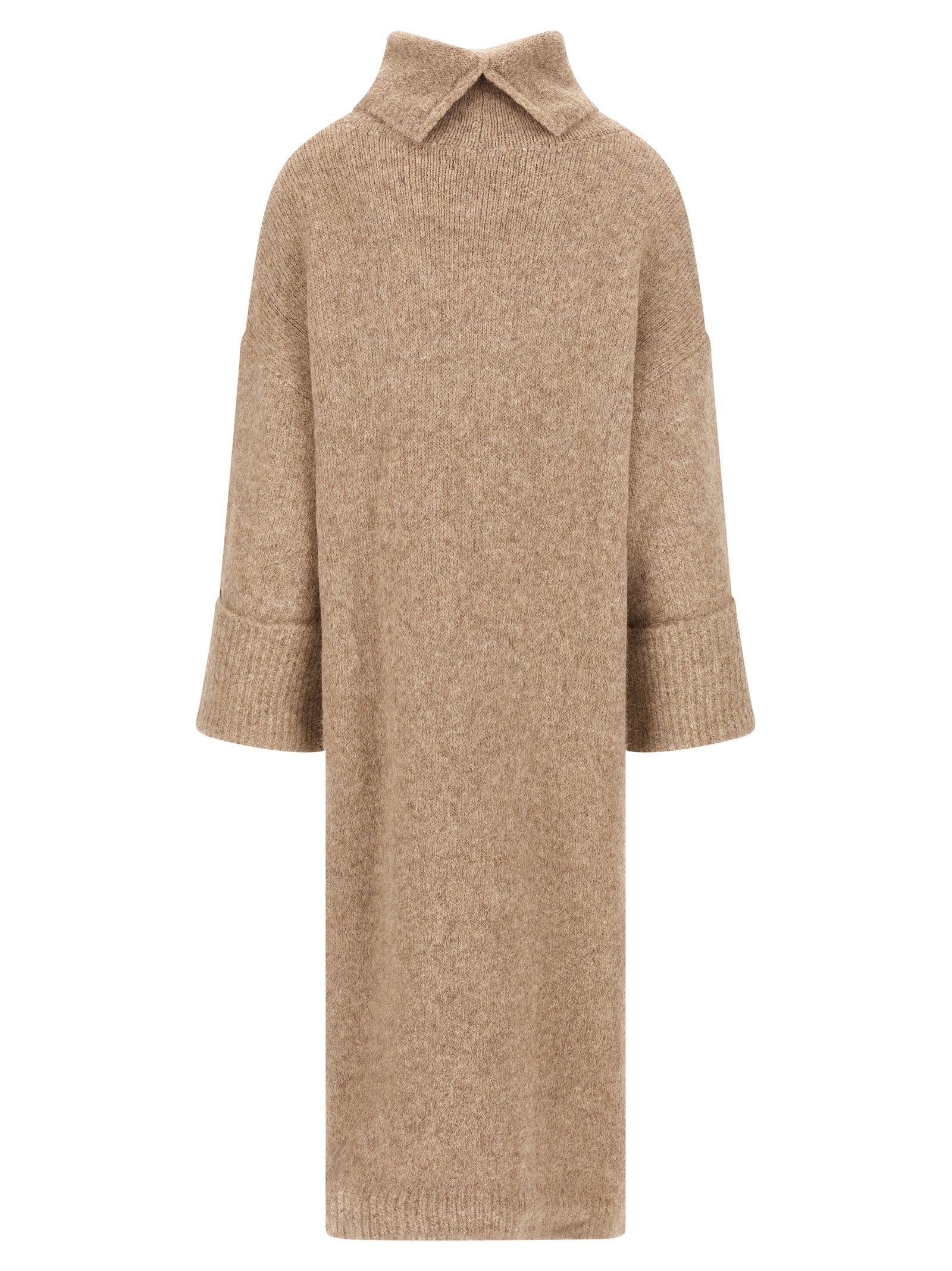 Entire Studios Beige Alpaka-Leder Midikleid