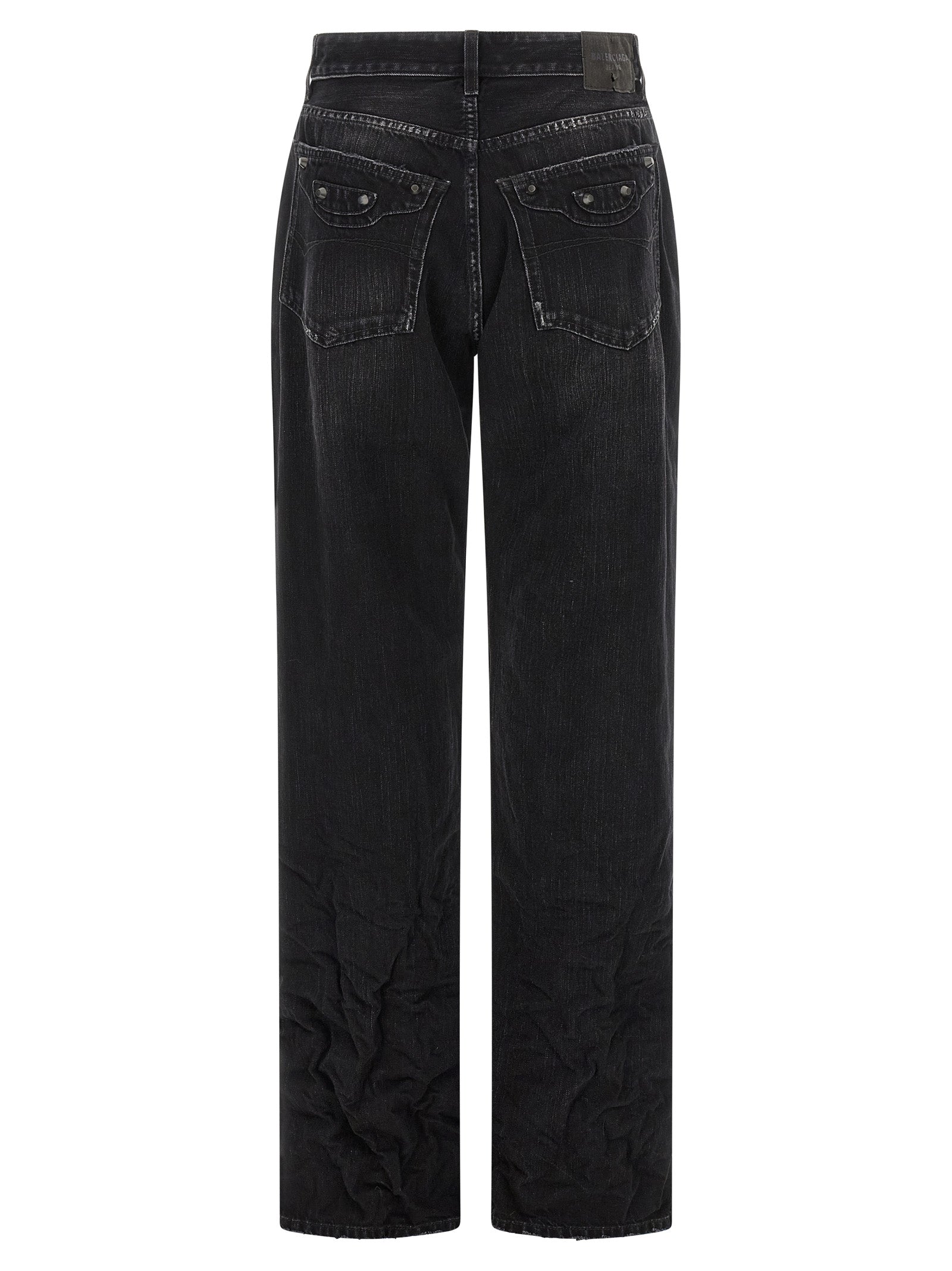 Balenciaga Schwarze Baumwoll-Jeans mit geradem Bein