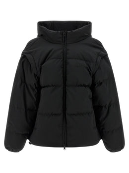 MM6 Maison Margiela Schwarze Polyester-Jacke in voller Länge