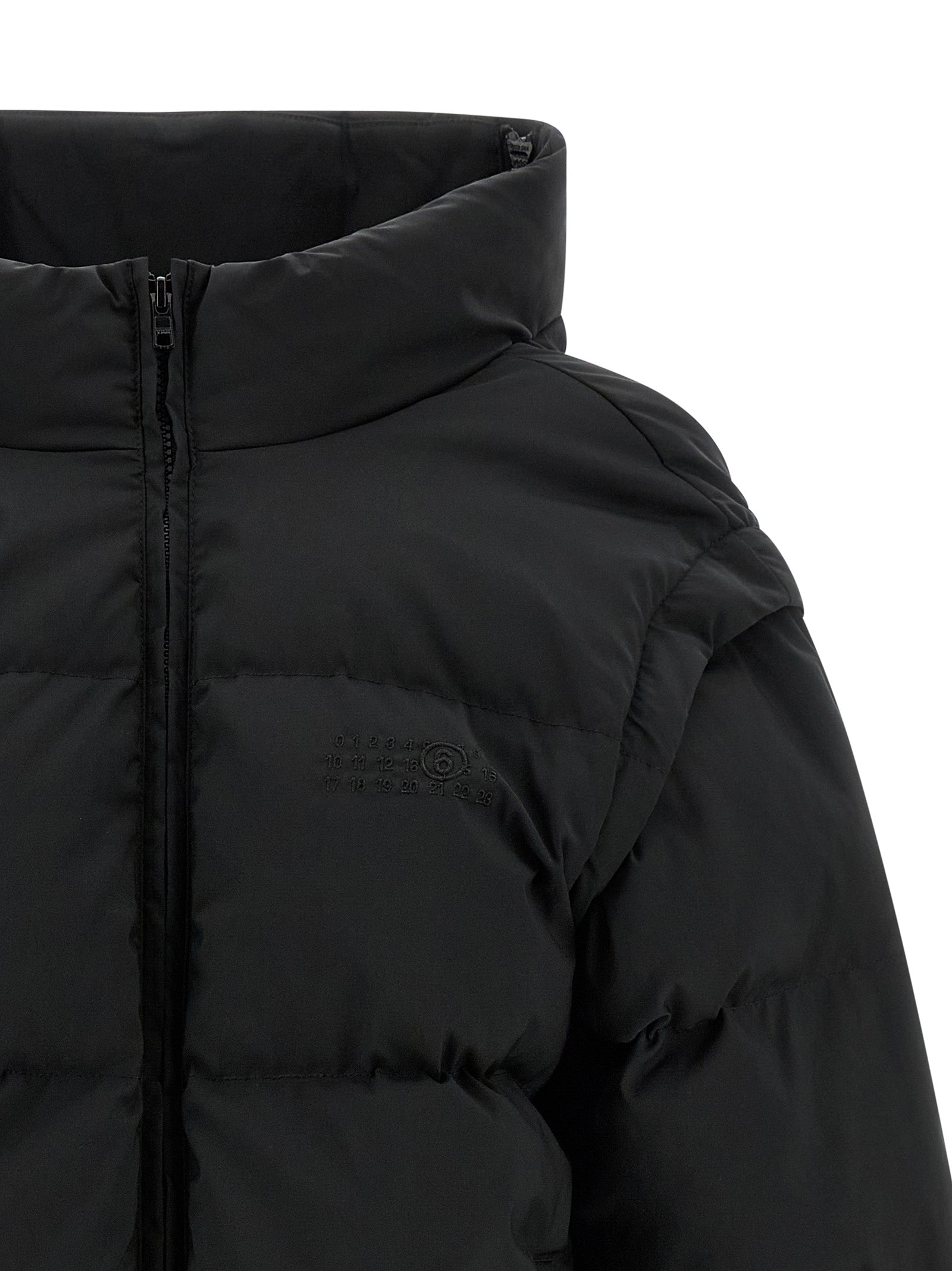 MM6 Maison Margiela Schwarze Polyester-Jacke in voller Länge