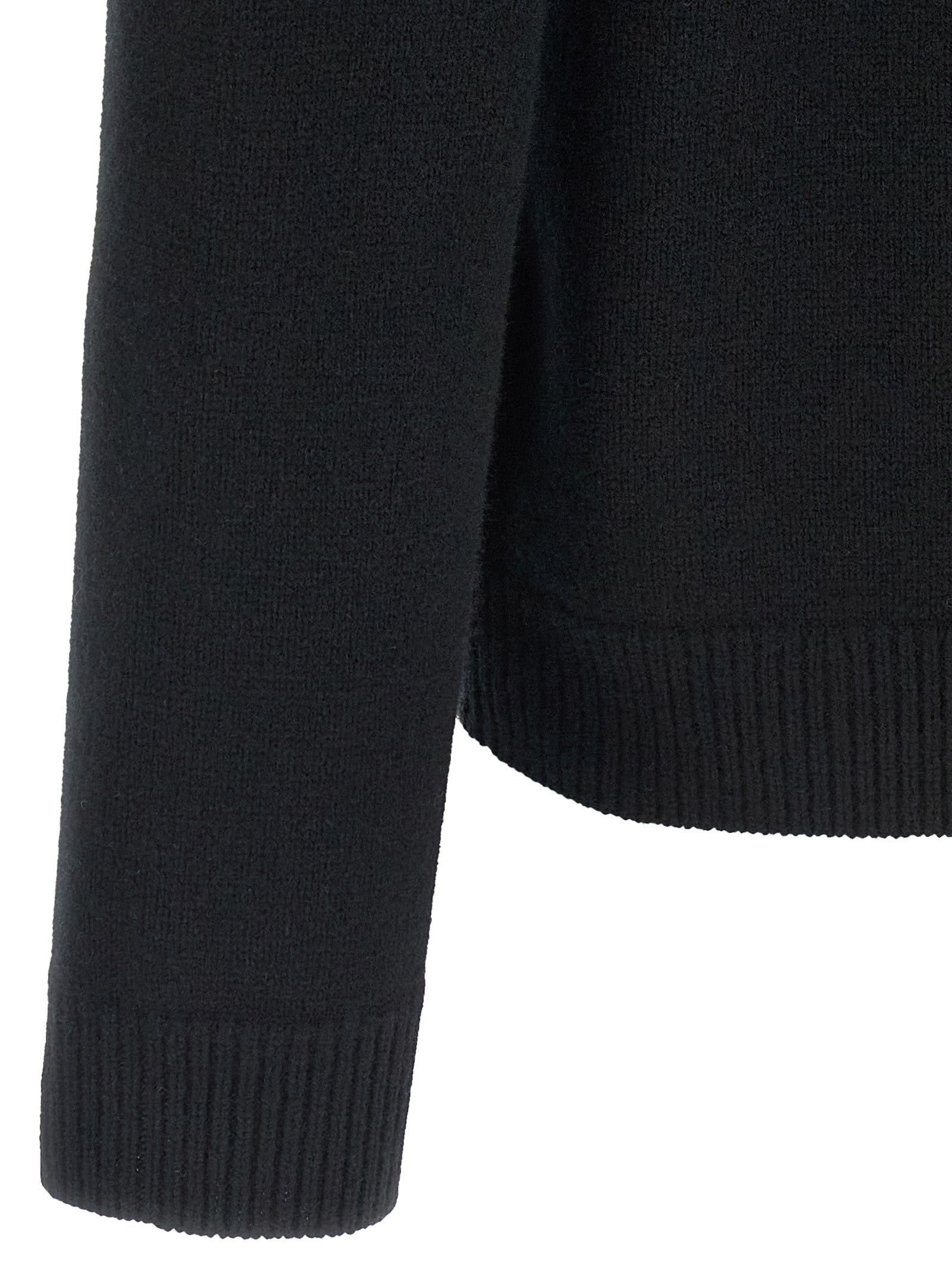 Maison Kitsuné Schwarzer Cardigan aus Merinowolle