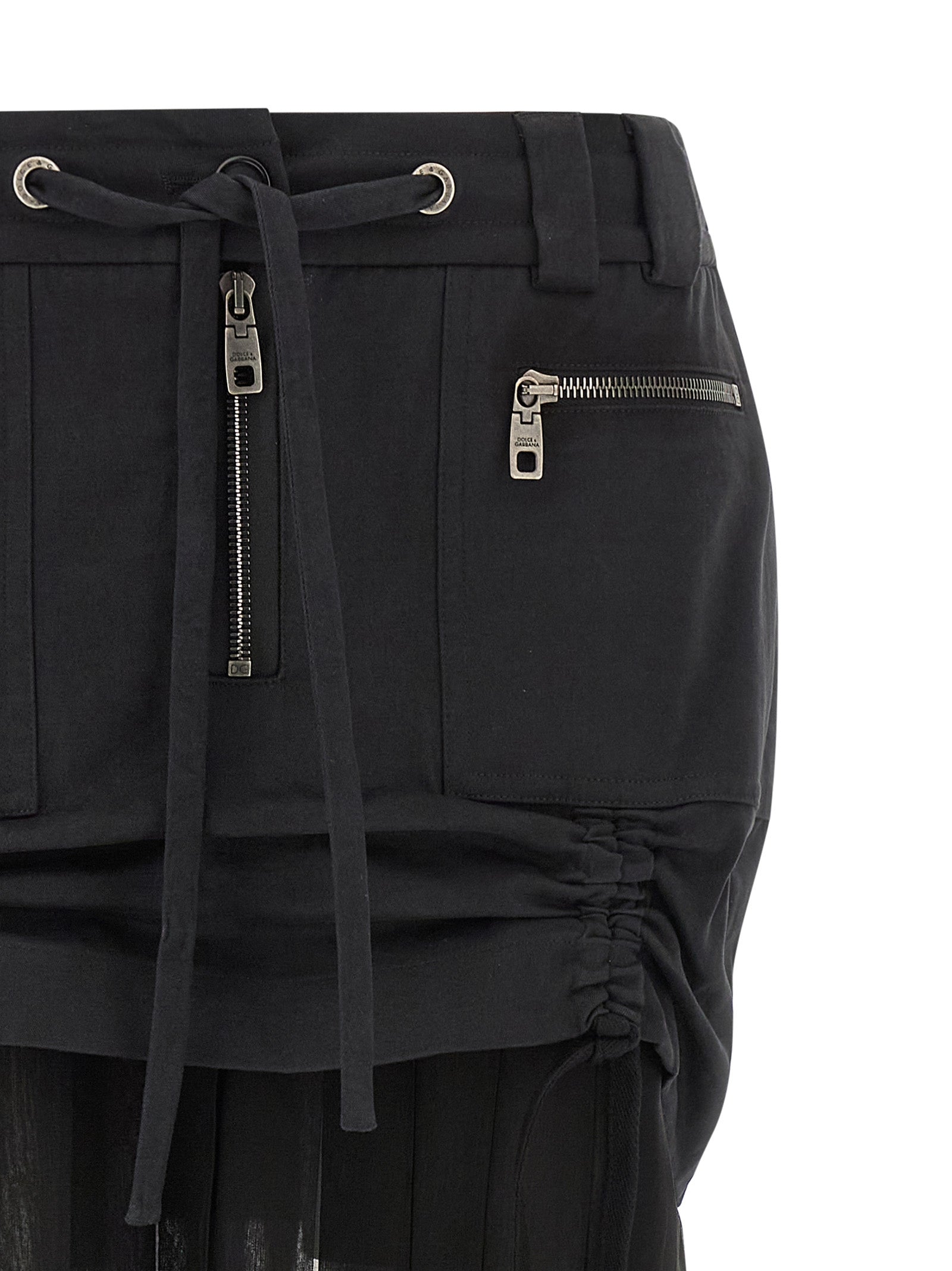Dolce & Gabbana Schwarzer Seiden-Midirock