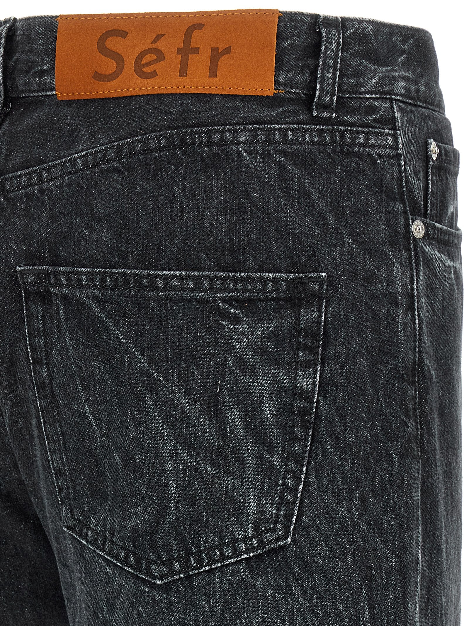 SÉFR Schwarze Baumwoll-Jeans mit geradem Bein