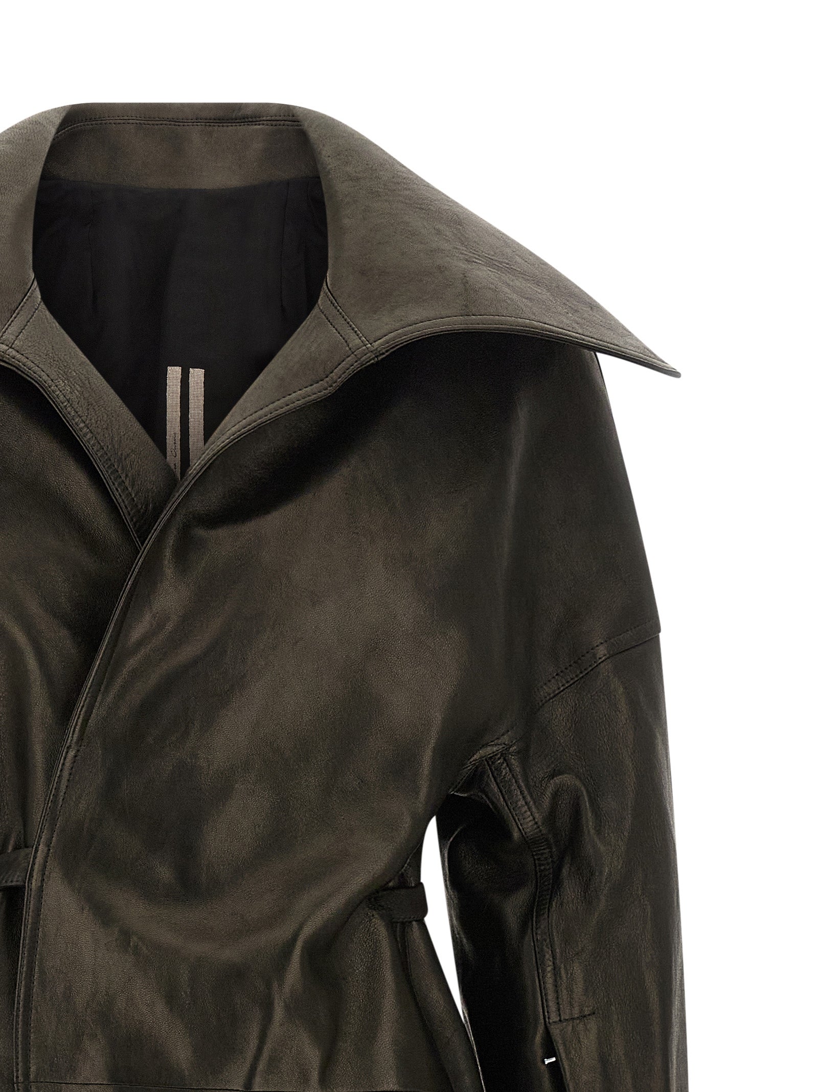 Rick Owens Schwarzer Lammleder Mantel