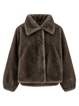 LOU ANDREA Braune Polyamid-Jacke in voller Länge