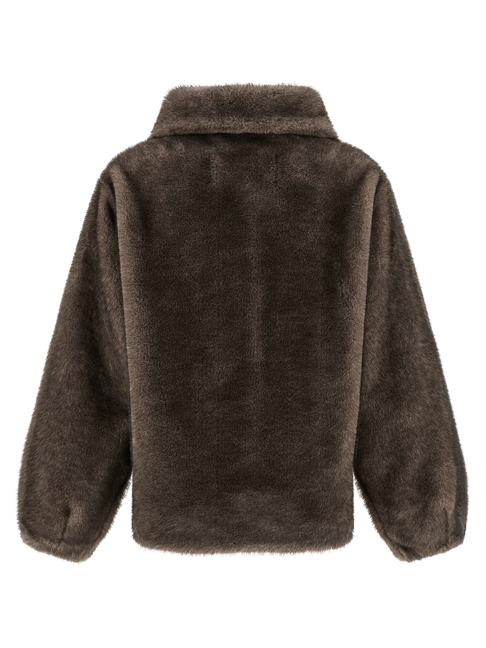 LOU ANDREA Braune Polyamid-Jacke in voller Länge