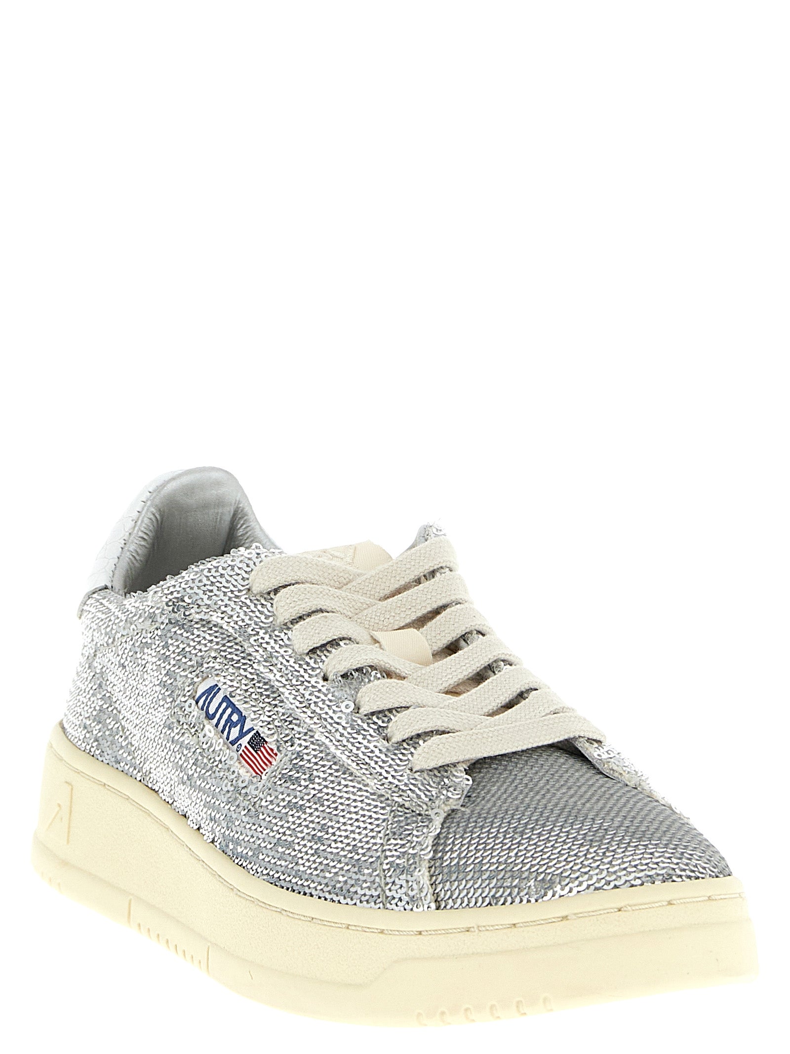 Autry Silberne Low-Top-Sneaker aus Polyester