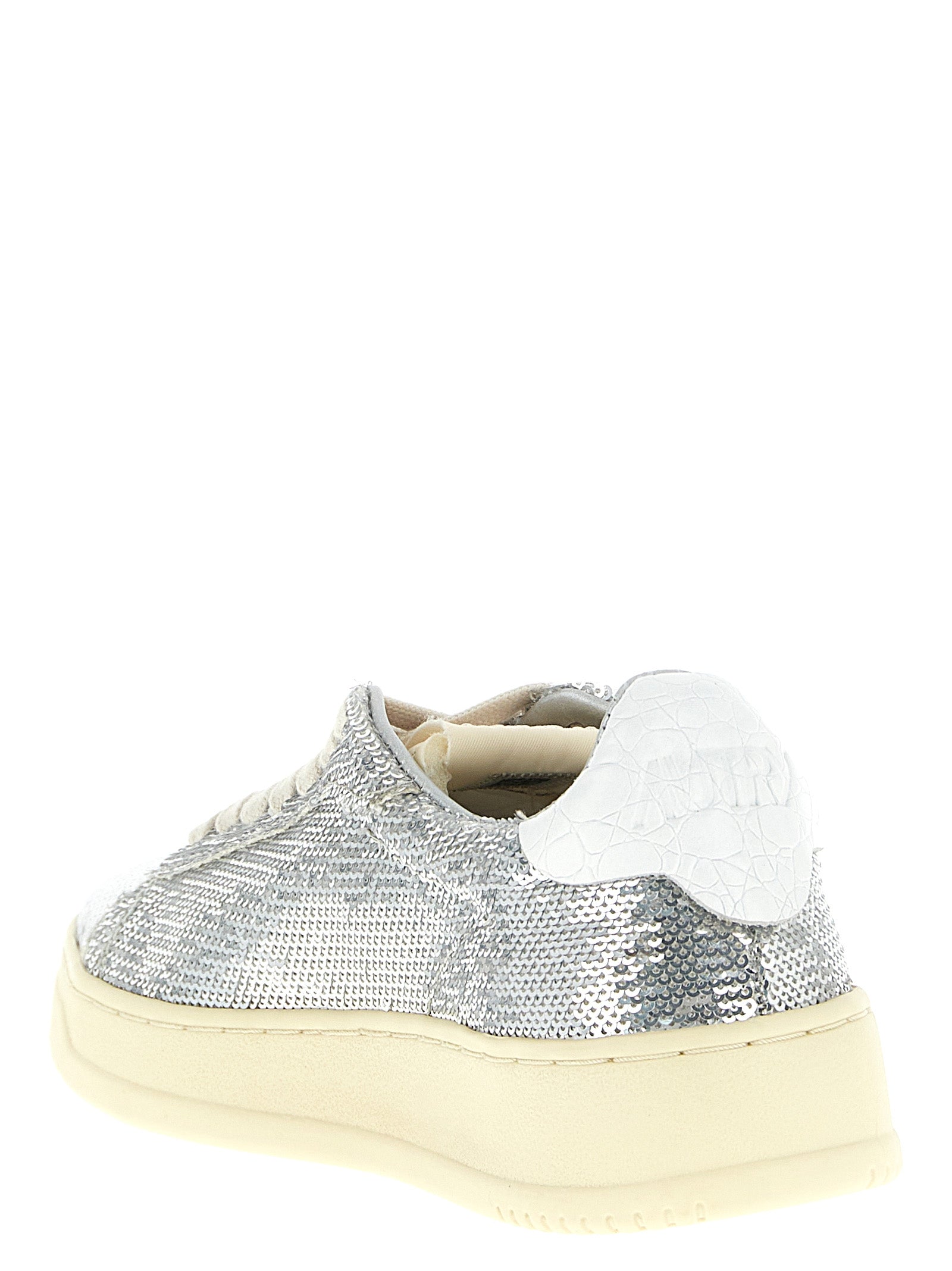 Autry Silberne Low-Top-Sneaker aus Polyester
