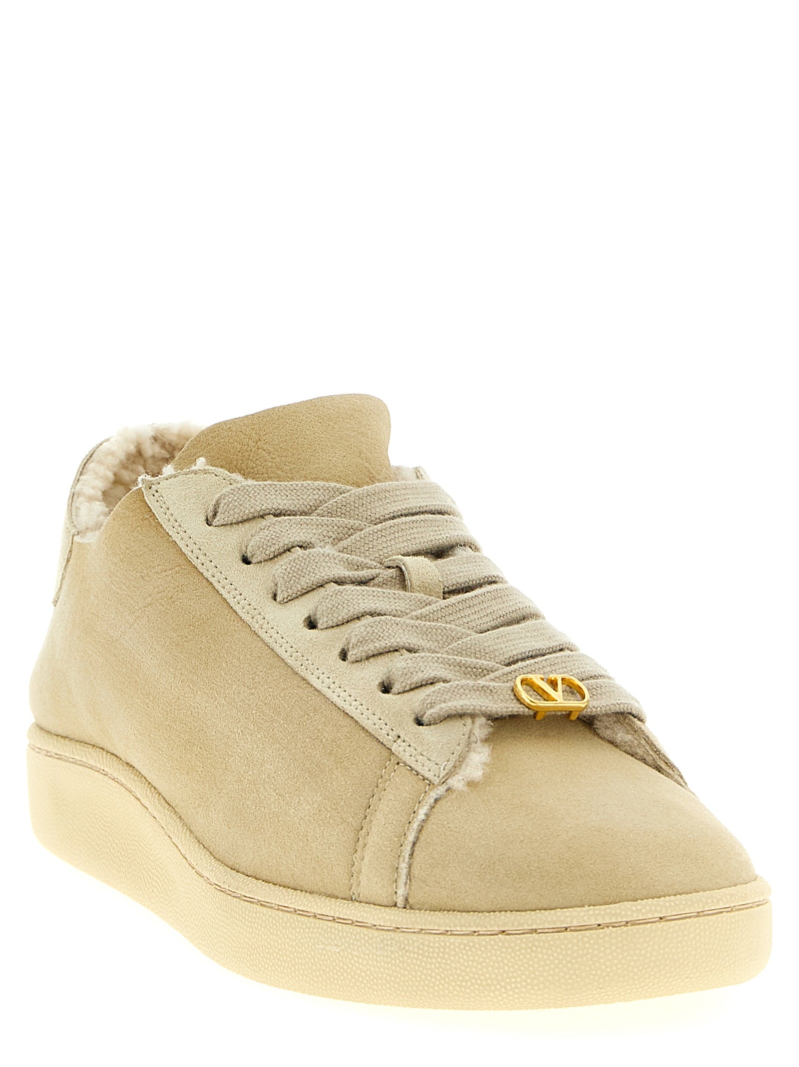 Valentino Garavani Beige Ziegenleder Low-Top-Sneaker