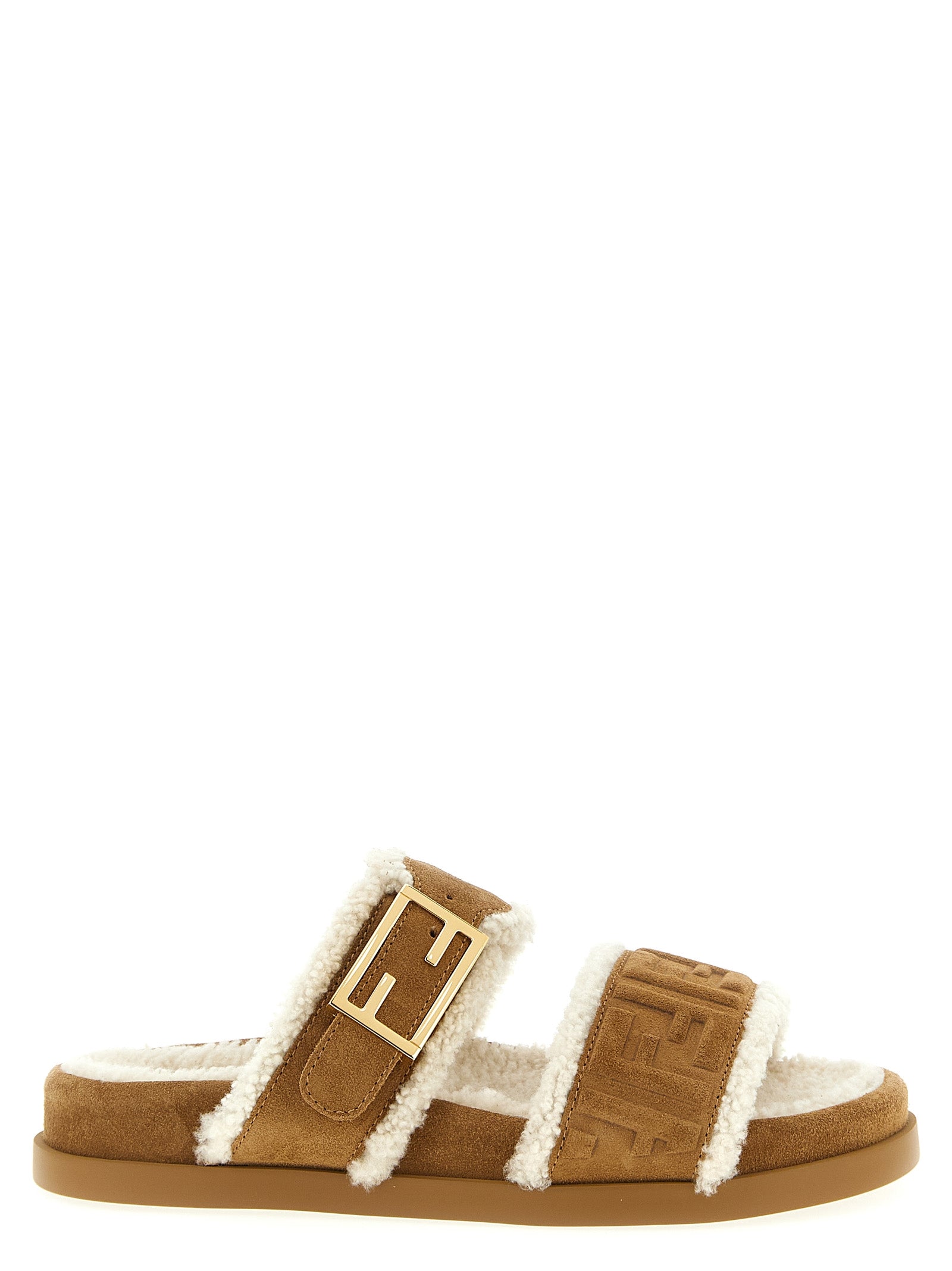 Fendi Beige Kalbsleder-Slipper