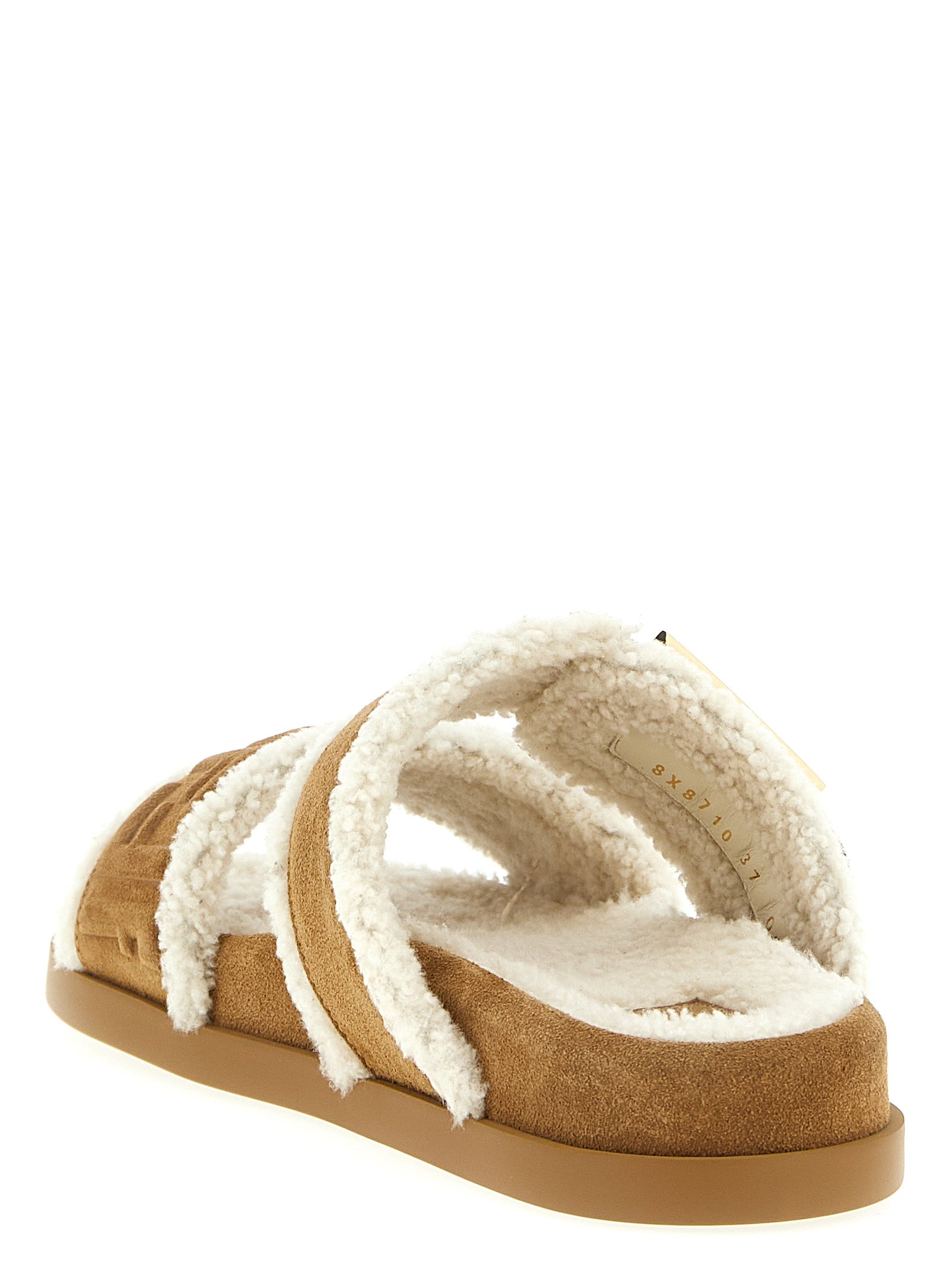 Fendi Beige Kalbsleder-Slipper